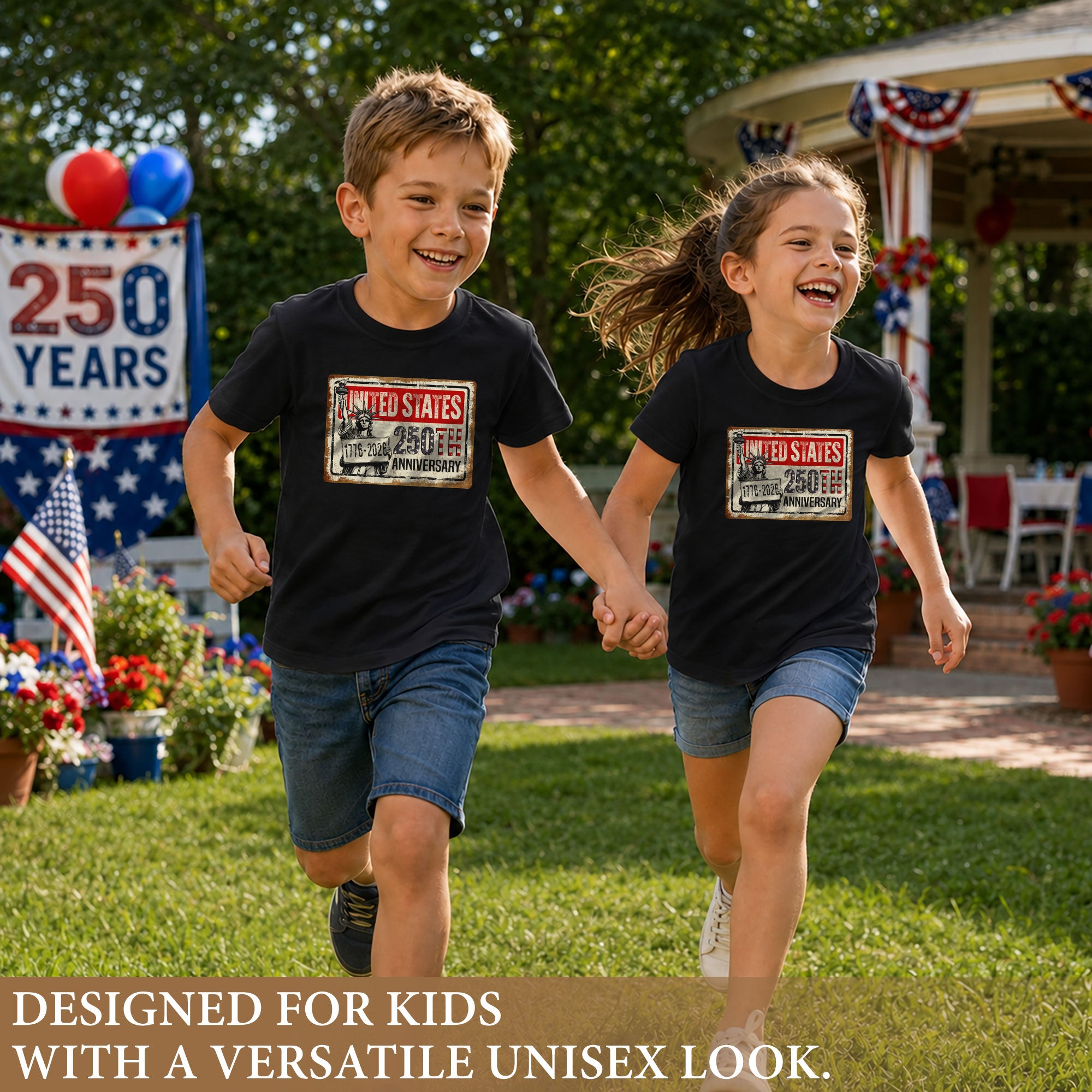 Kids United States 250th Anniversary T-Shirt 1776–2026 Patriotic Freedom Youth Tee