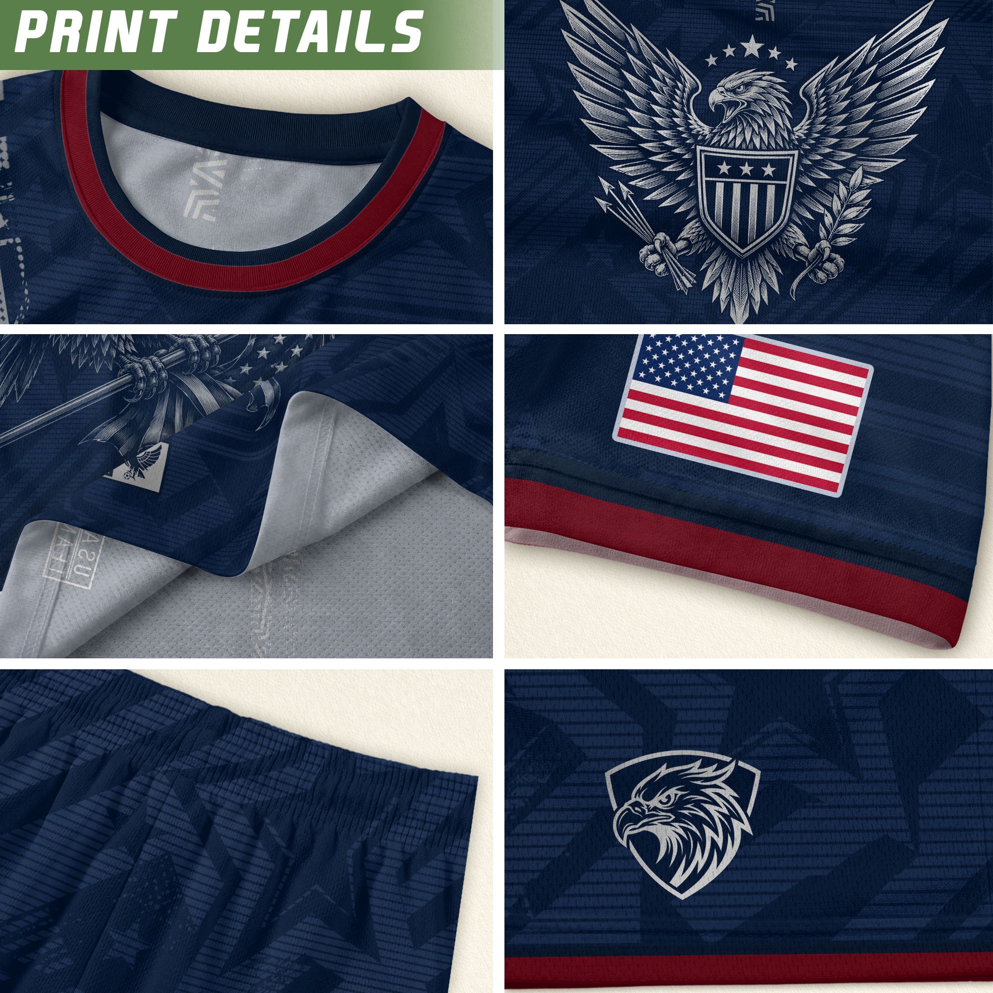 Patriotic Eagle Adult USA Soccer Jersey Navy Blue Shirt United States Football Tee