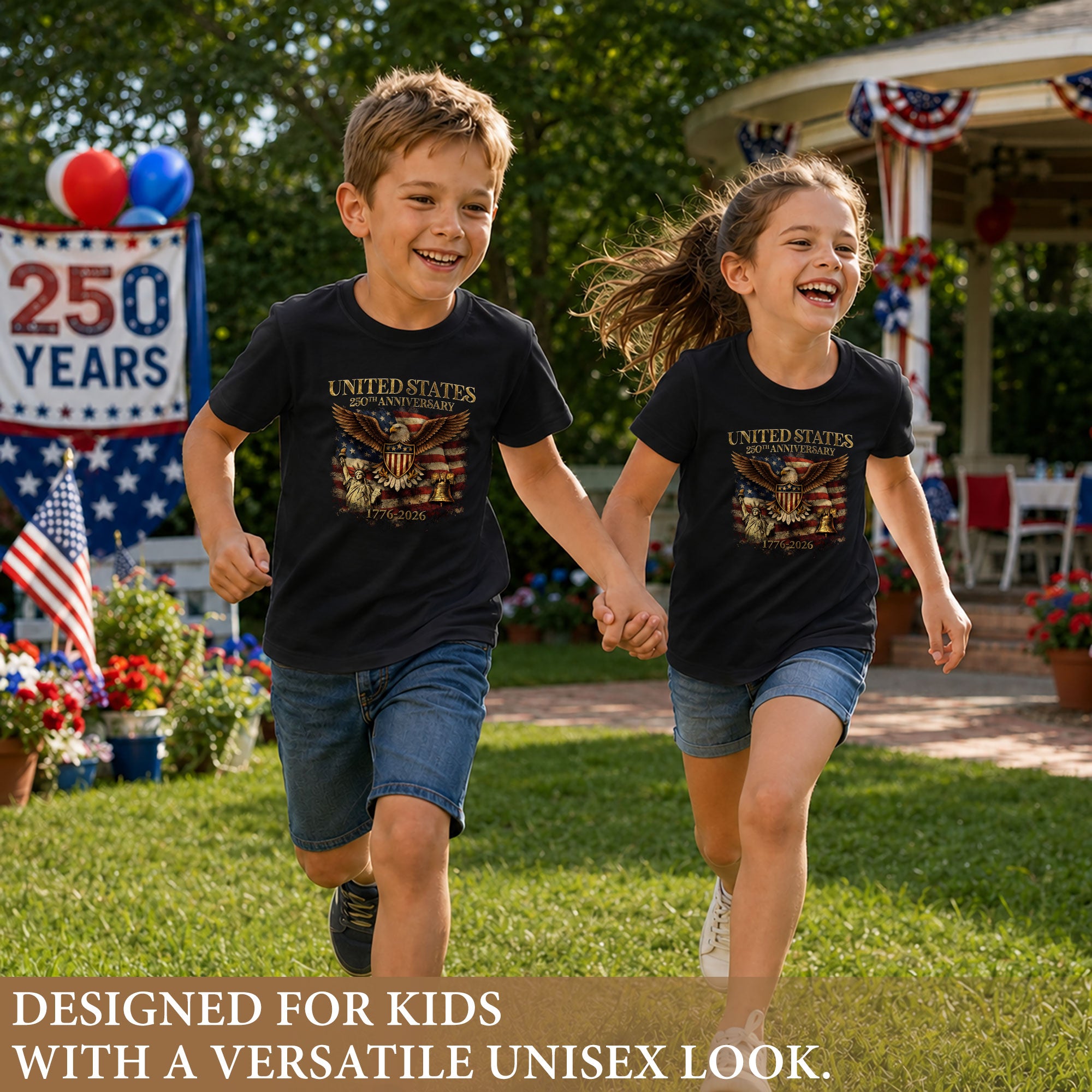Kid T-Shirt United States 250th Anniversary | Patriotic 1776-2026 Liberty Bell Boys Girls
