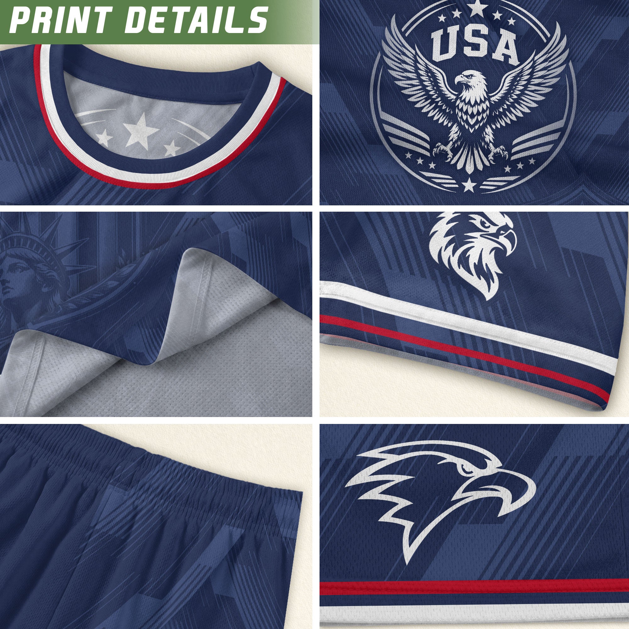 Navy Blue USA Soccer Jersey Patriotic Eagle Graphic Football Shirt for Men American Pride Sports Fan Apparel