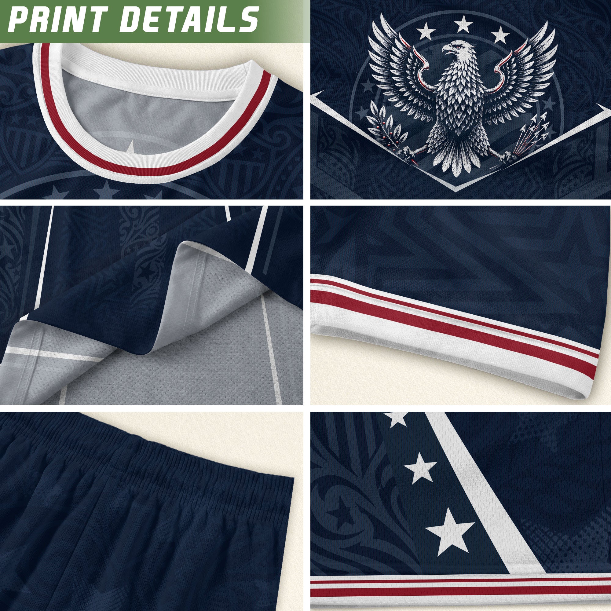 USA Soccer Jersey Navy Blue American Flag Shirt Patriotic Eagle Shield Fan Tee
