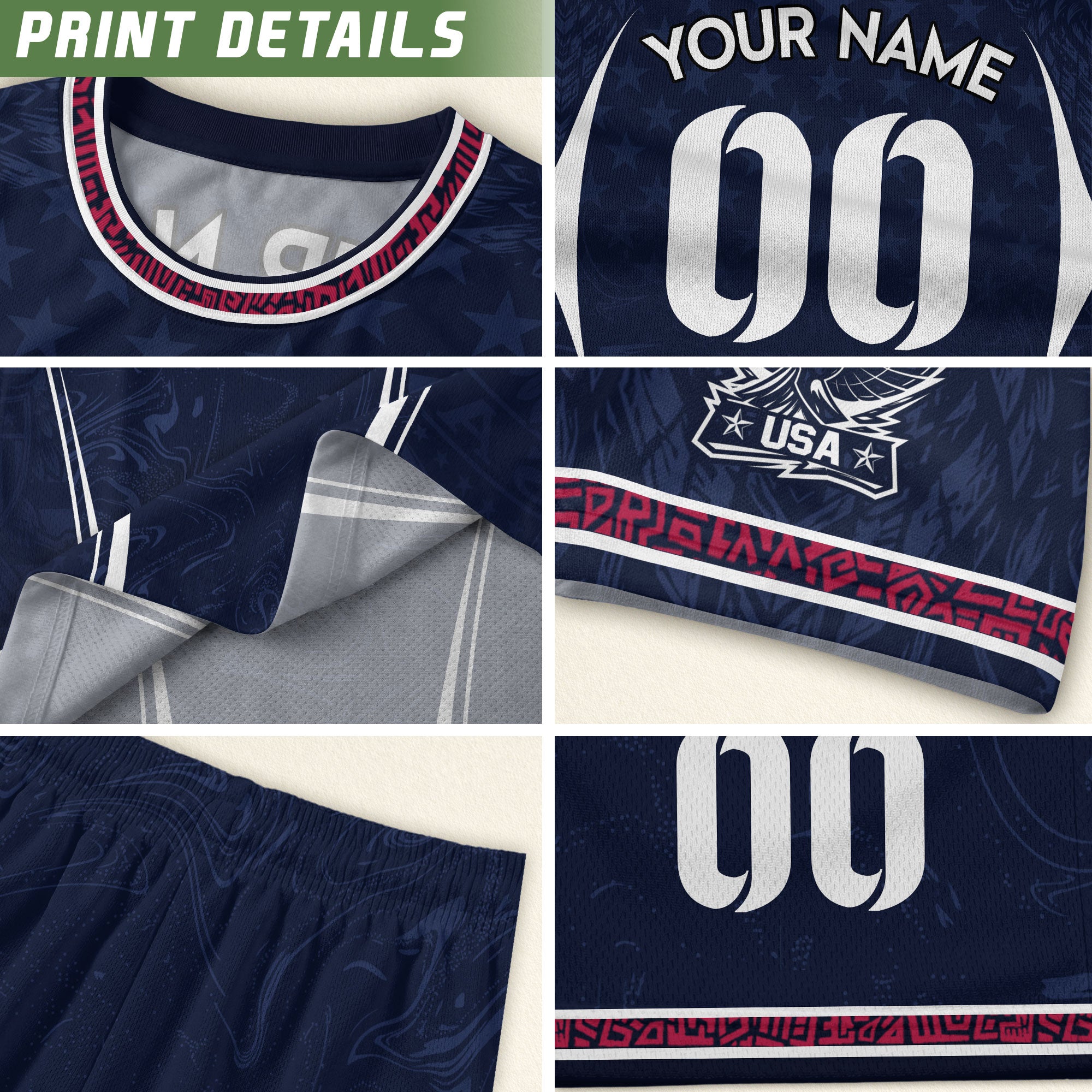 Men Athletic Sport T Shirt Outfits Personalized Custom Name USA Stars Soccer Jersey