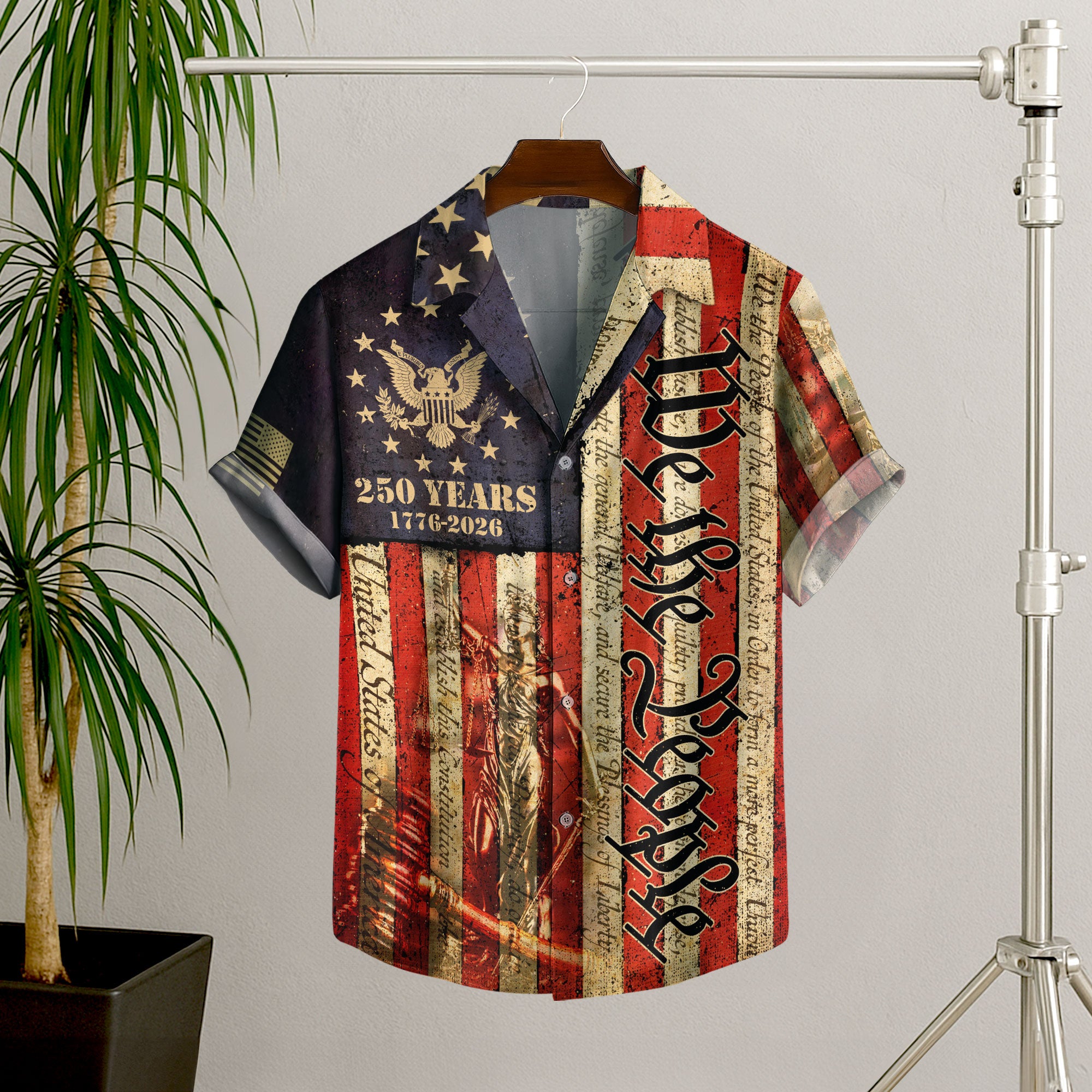 Hawaiian Shirt We The People Vintage US Flag 250th Anniversary Patriotic