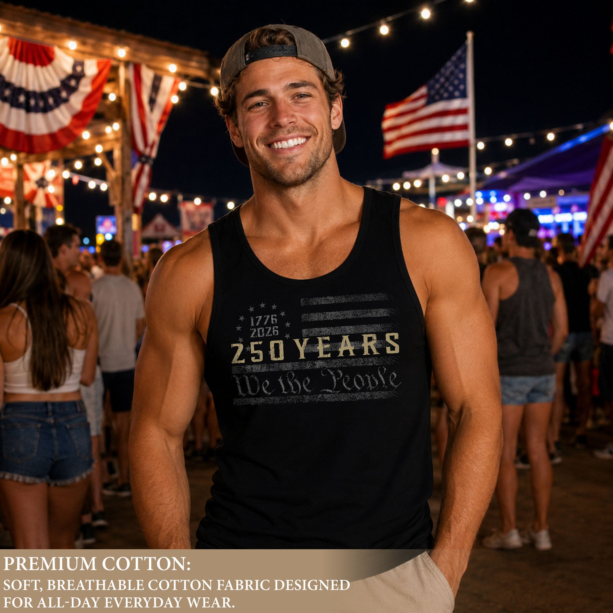 America 1776-2026 Mens Tank Top Patriotic 250 Years We The People Graphic Flag