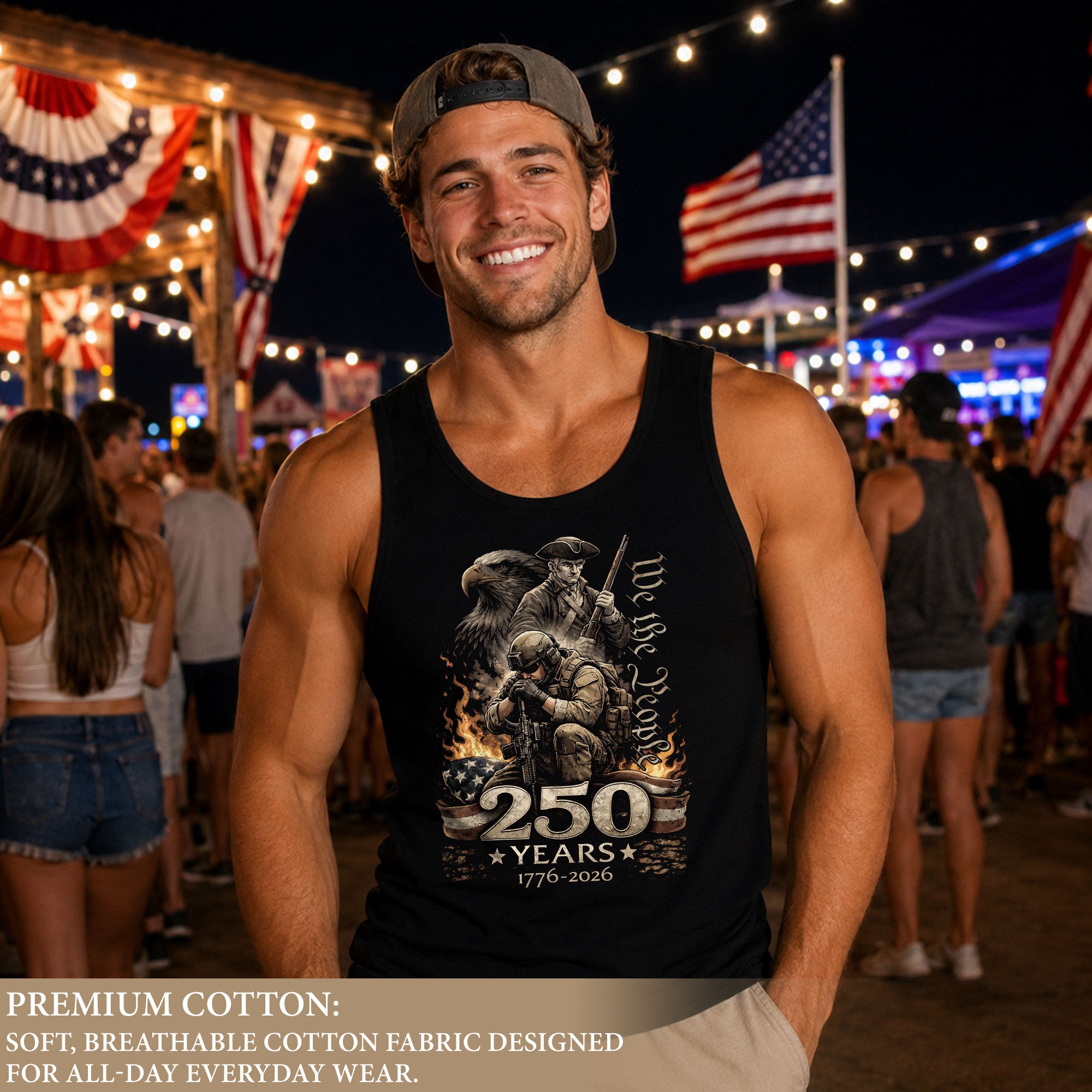 Independence 1776-2026 Men Tank Top Patriotic 250 Years Soldier We The People Veteran Shirt
