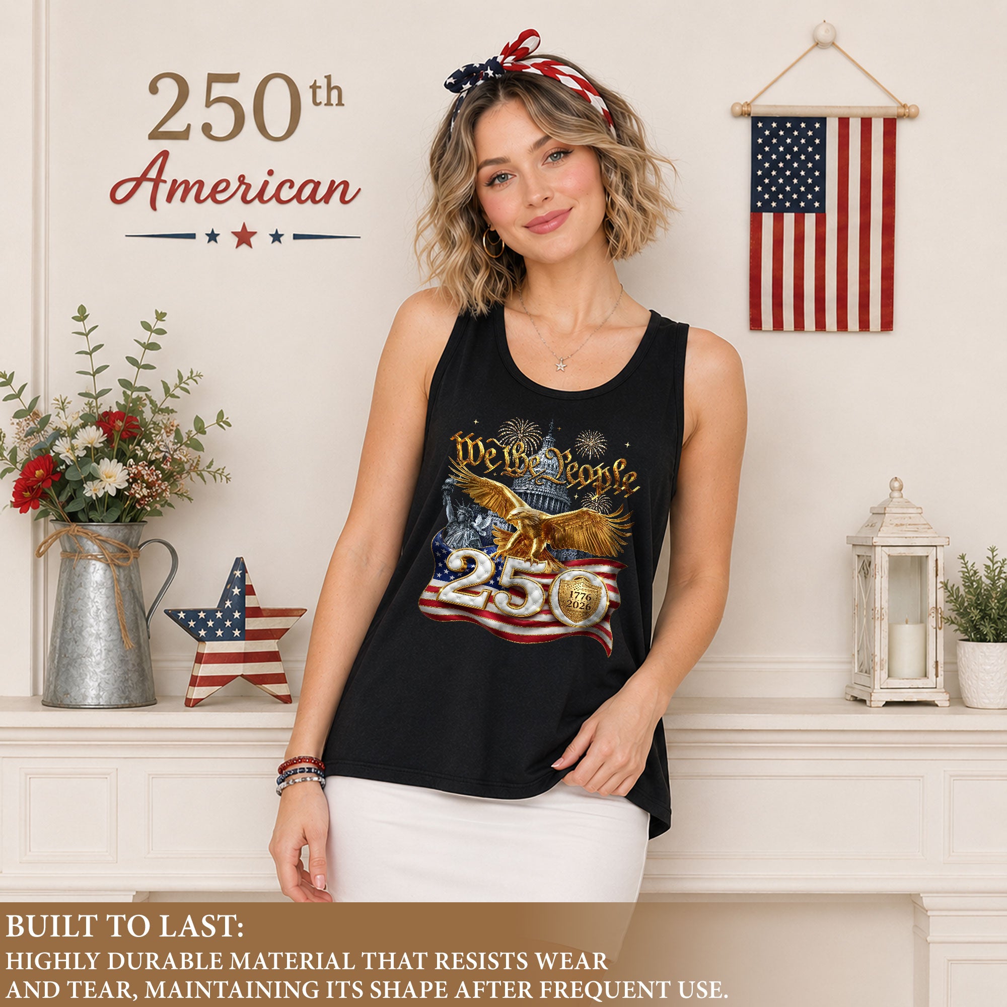 We The People Tank Top Women Patriotic US 1776 2026 Eagle 250th Anniversary Shirt