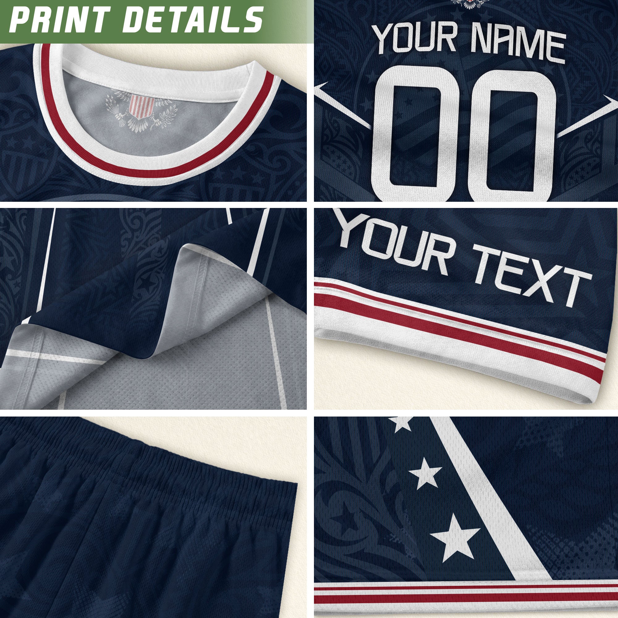 USA Soccer Jersey Custom Name Number Vintage Map Patriotic Cream Football Team Shirt