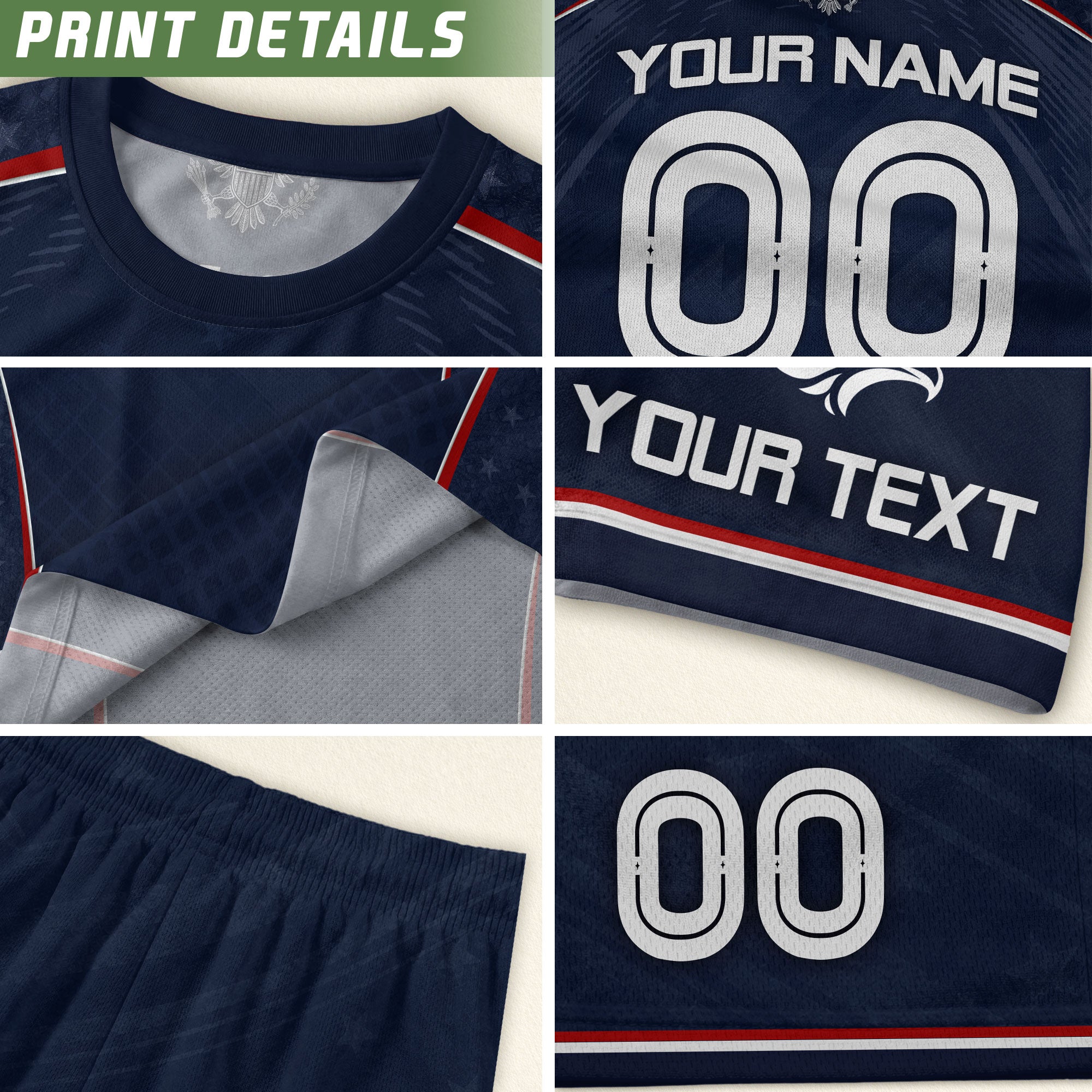 USA Soccer Jersey Custom Name Number Patriotic Navy Blue Athletic Sportswear Outfit