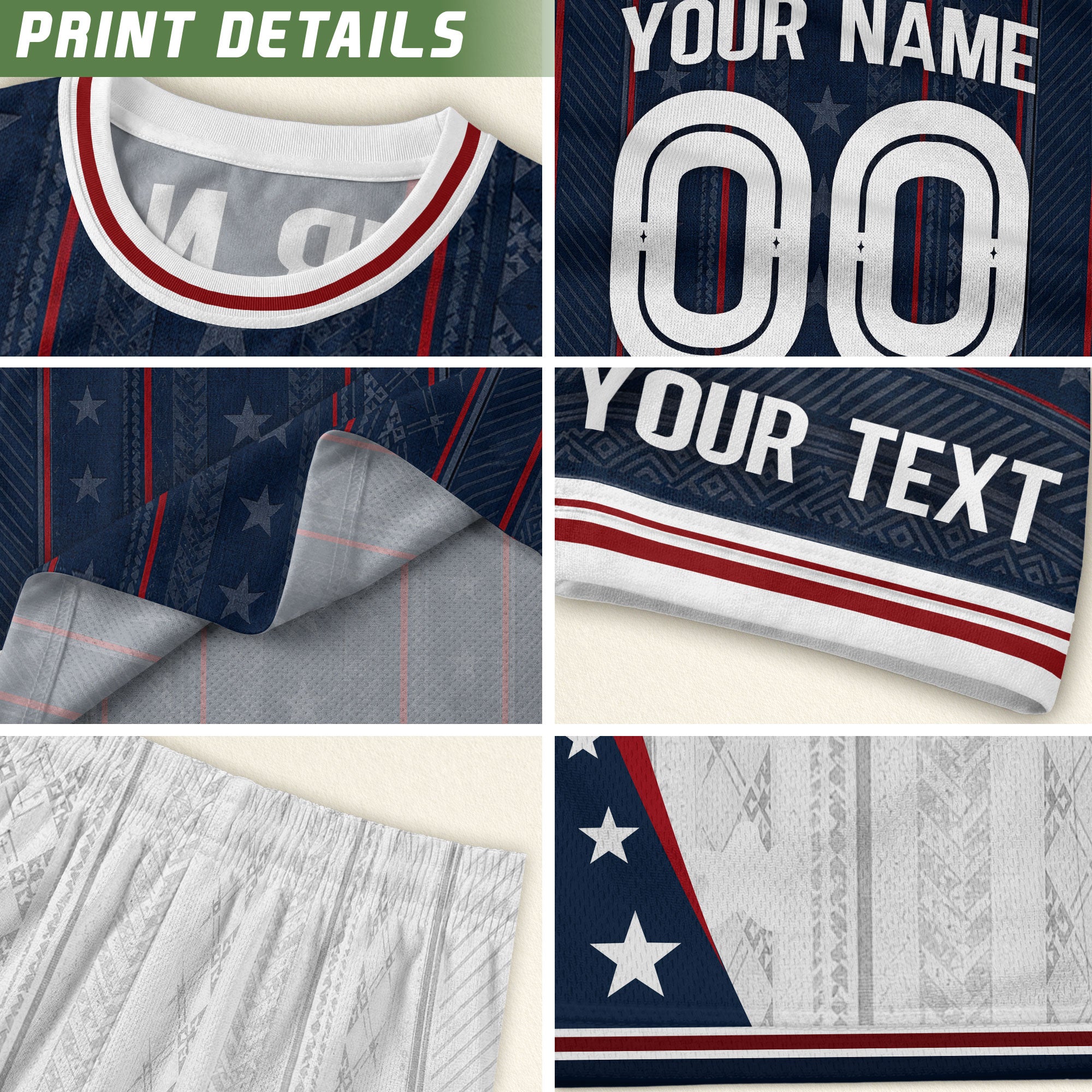 USA Soccer Jersey Custom Name Number Patriotic Navy Blue Stars Football Team Shirt