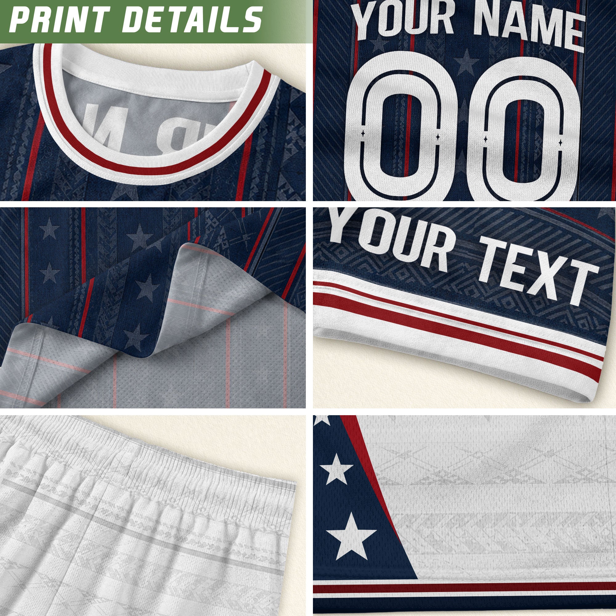 USA Soccer Jersey Custom Name Number Patriotic Navy Blue Stars Football Team Shirt
