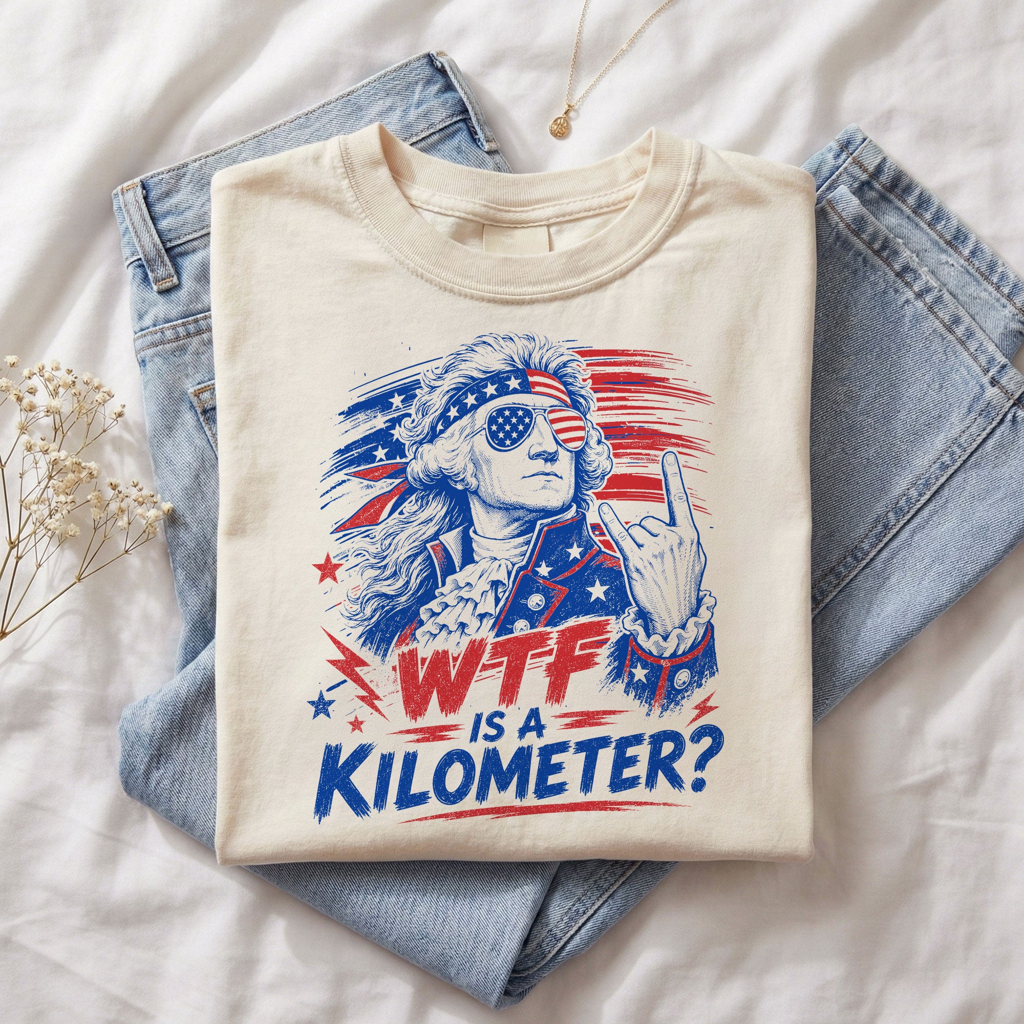 WTF Is A Kilometer Funny American Metric System T-Shirt Patriotic USA Sarcastic Tee