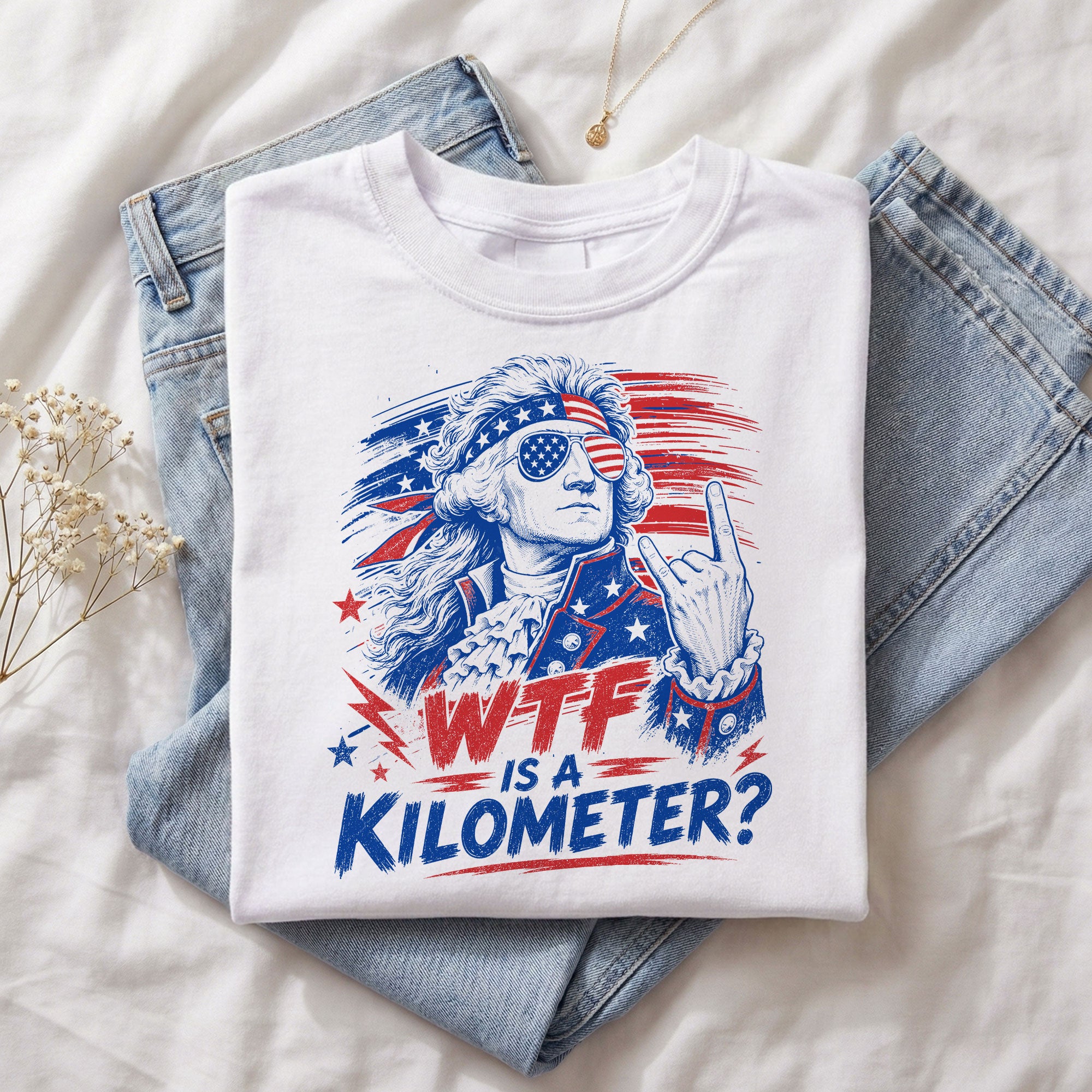 WTF Is A Kilometer Funny American Metric System T-Shirt Patriotic USA Sarcastic Tee
