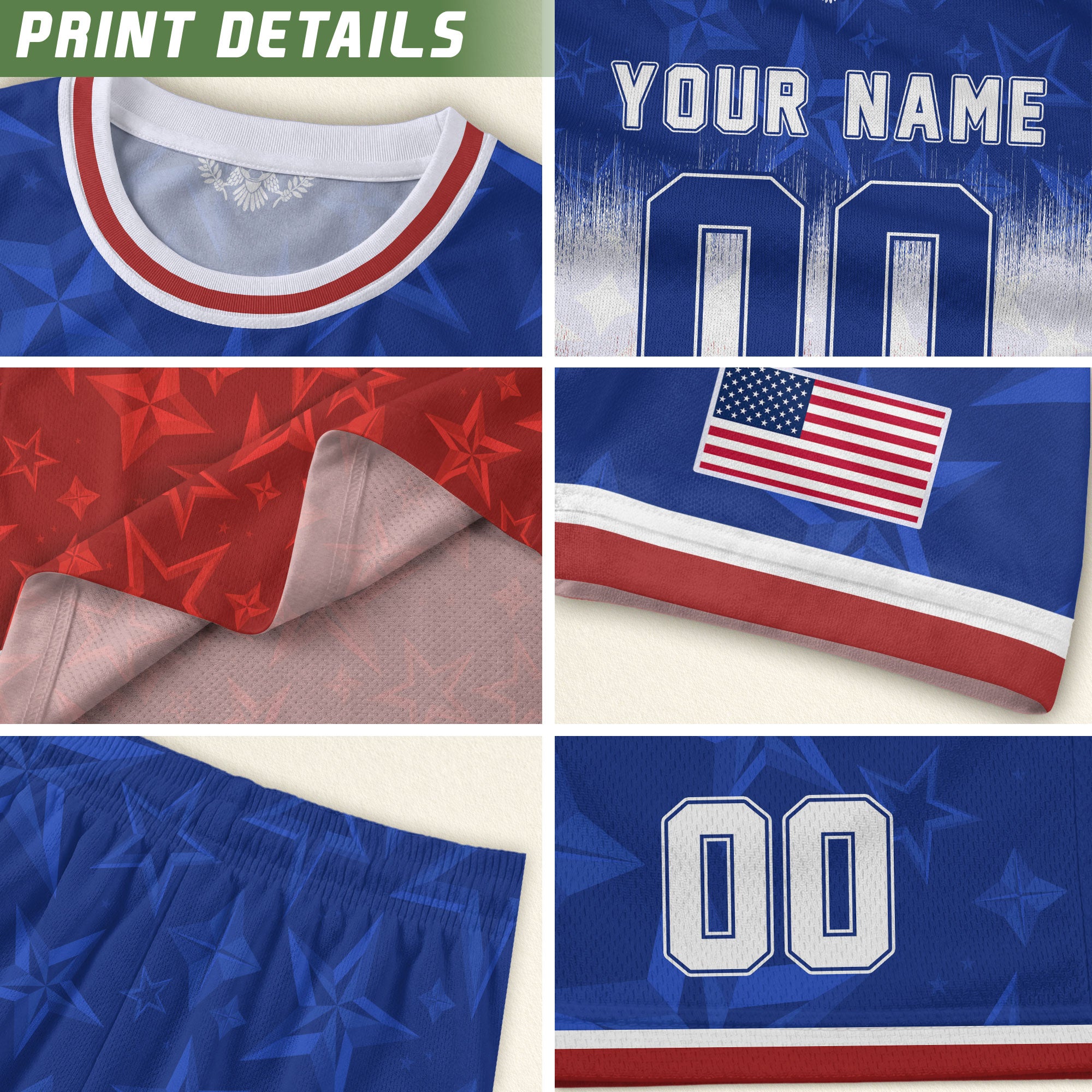 Customized USA Soccer Jersey Crewneck Ombre Stars Patriotic Graphic Tee Athletic Top