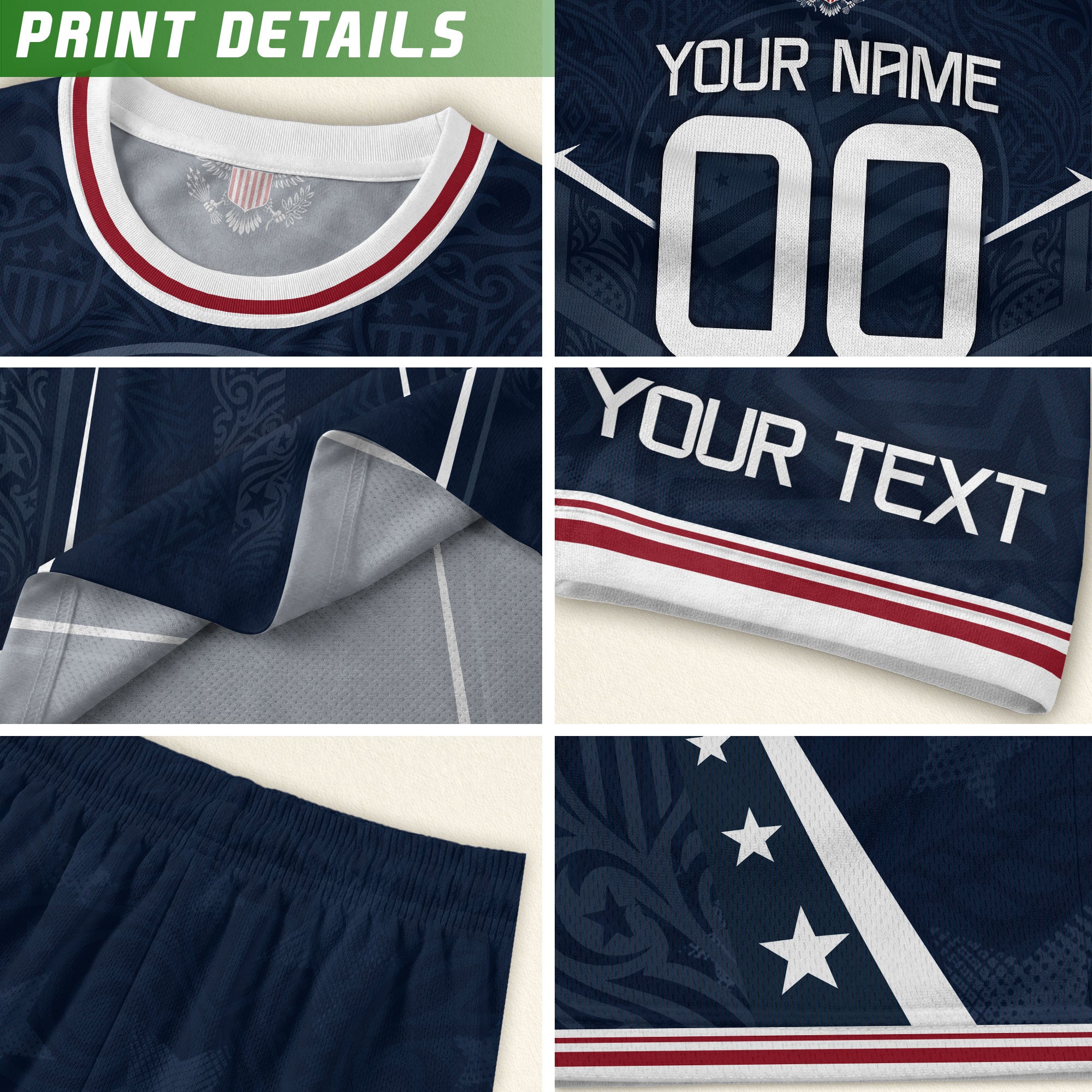Custom Navy Blue USA Soccer Jersey and Shorts Set Kid Personalized Name and Number
