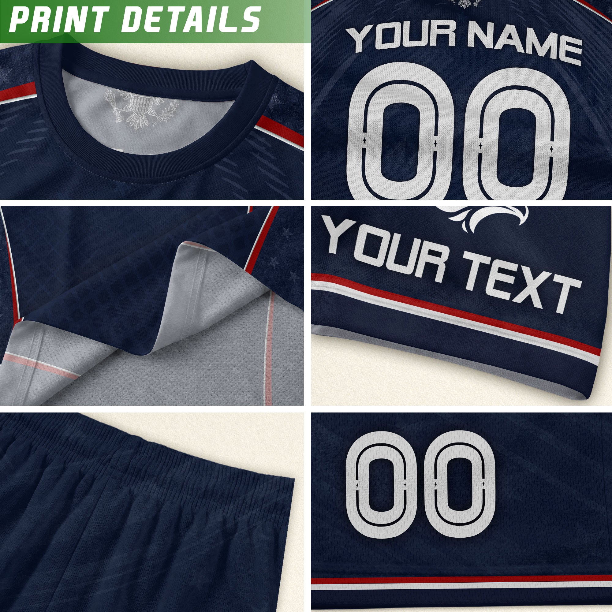 Custom Dark Navy USA Soccer Uniform Personalized Name Number For Kid