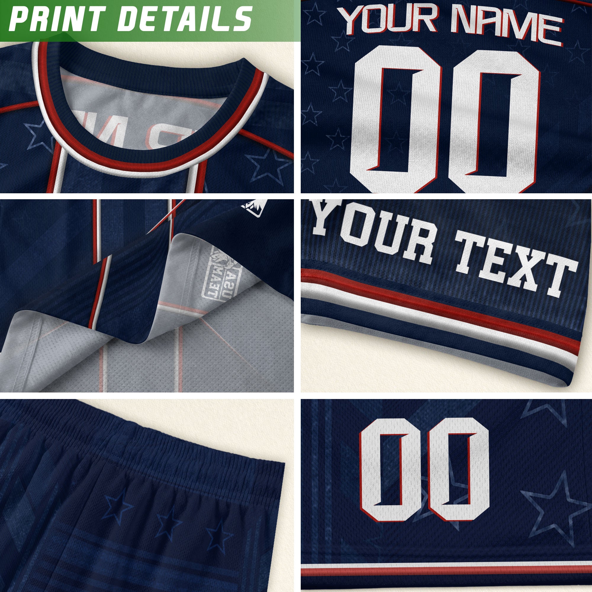 Custom Navy Blue USA Team Soccer Jersey and Shorts Kid Personalized