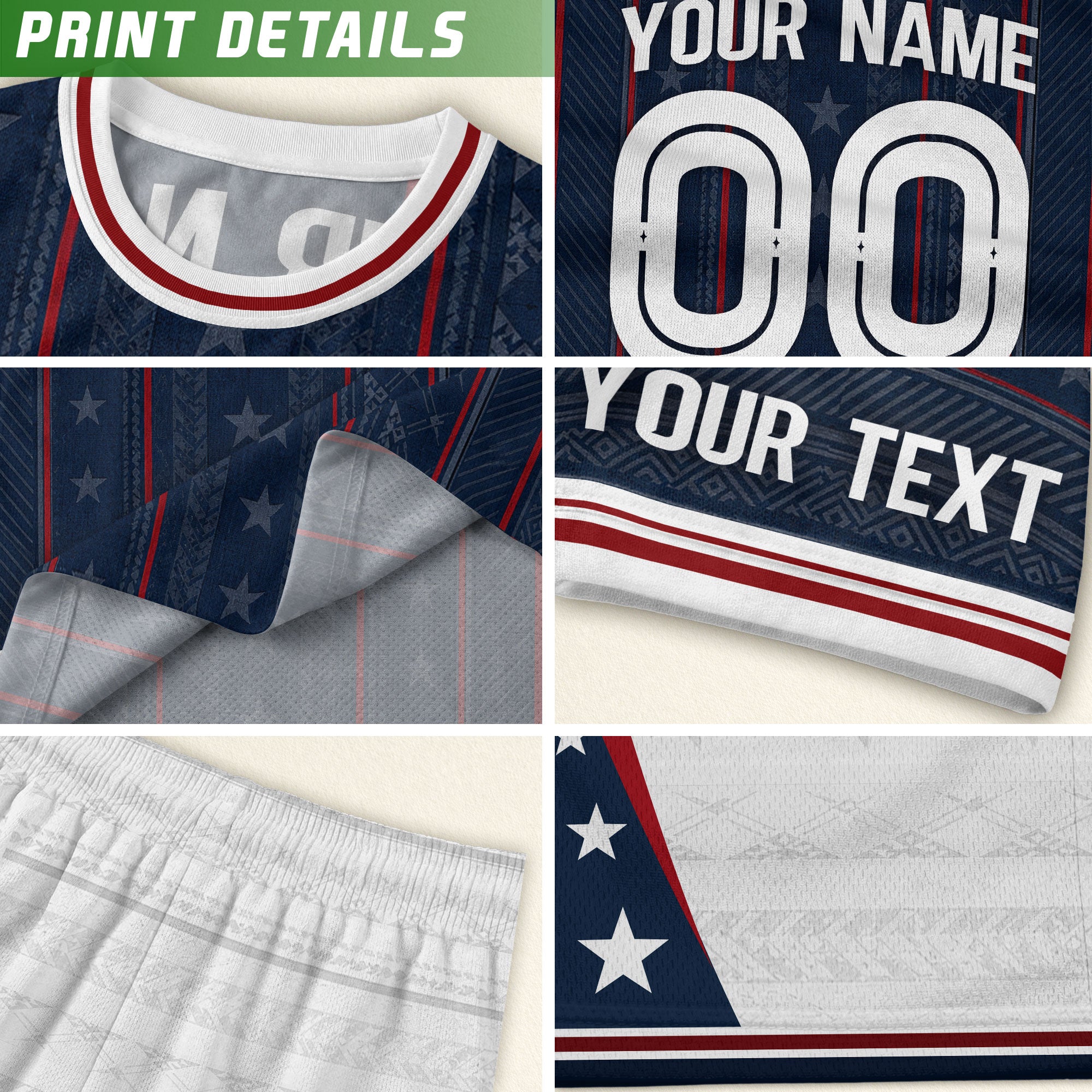 Custom Navy Blue and White USA Soccer Jersey Set Kid Personalized Name Number