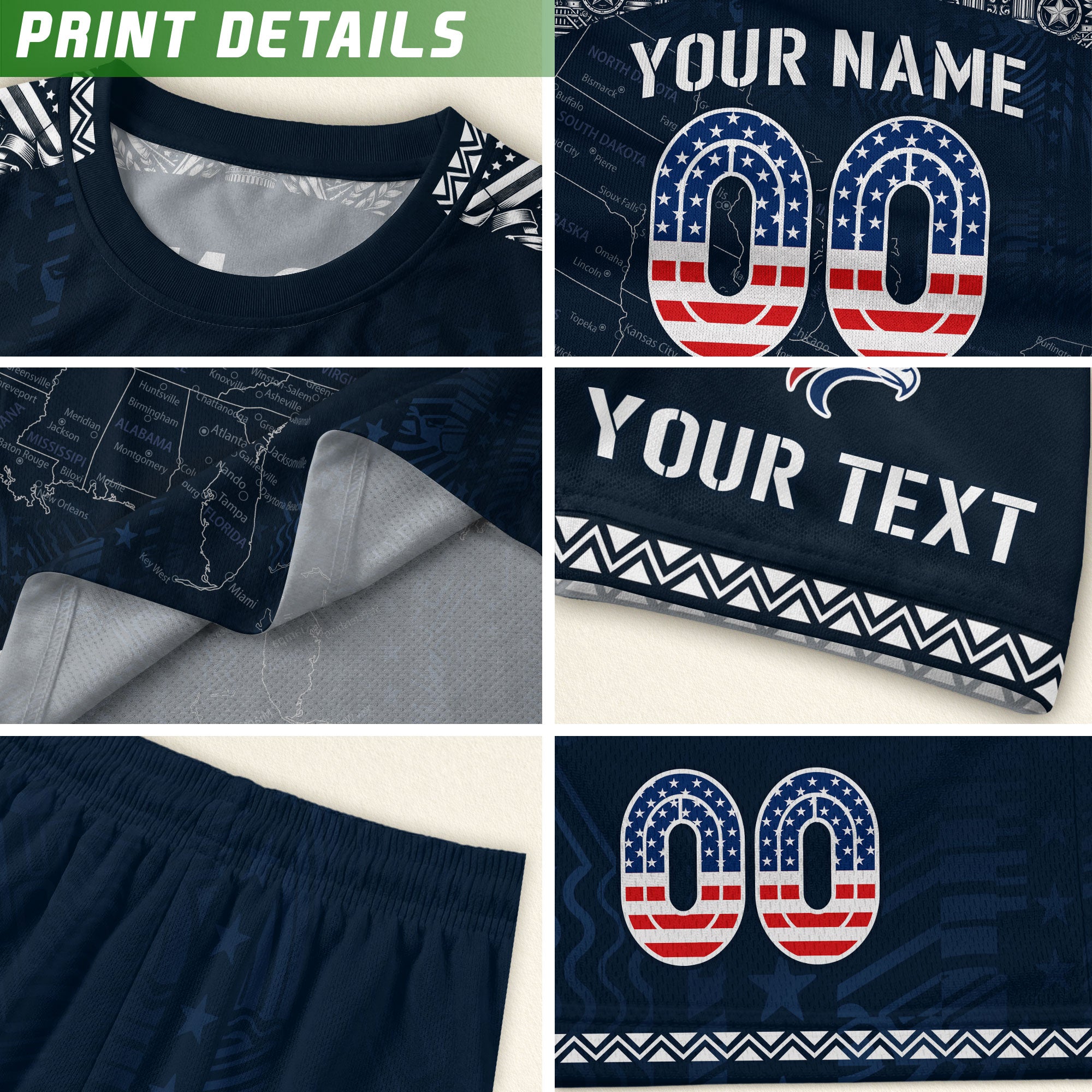Custom Navy Blue USA Soccer Jersey and Shorts Kid Personalized Name Number