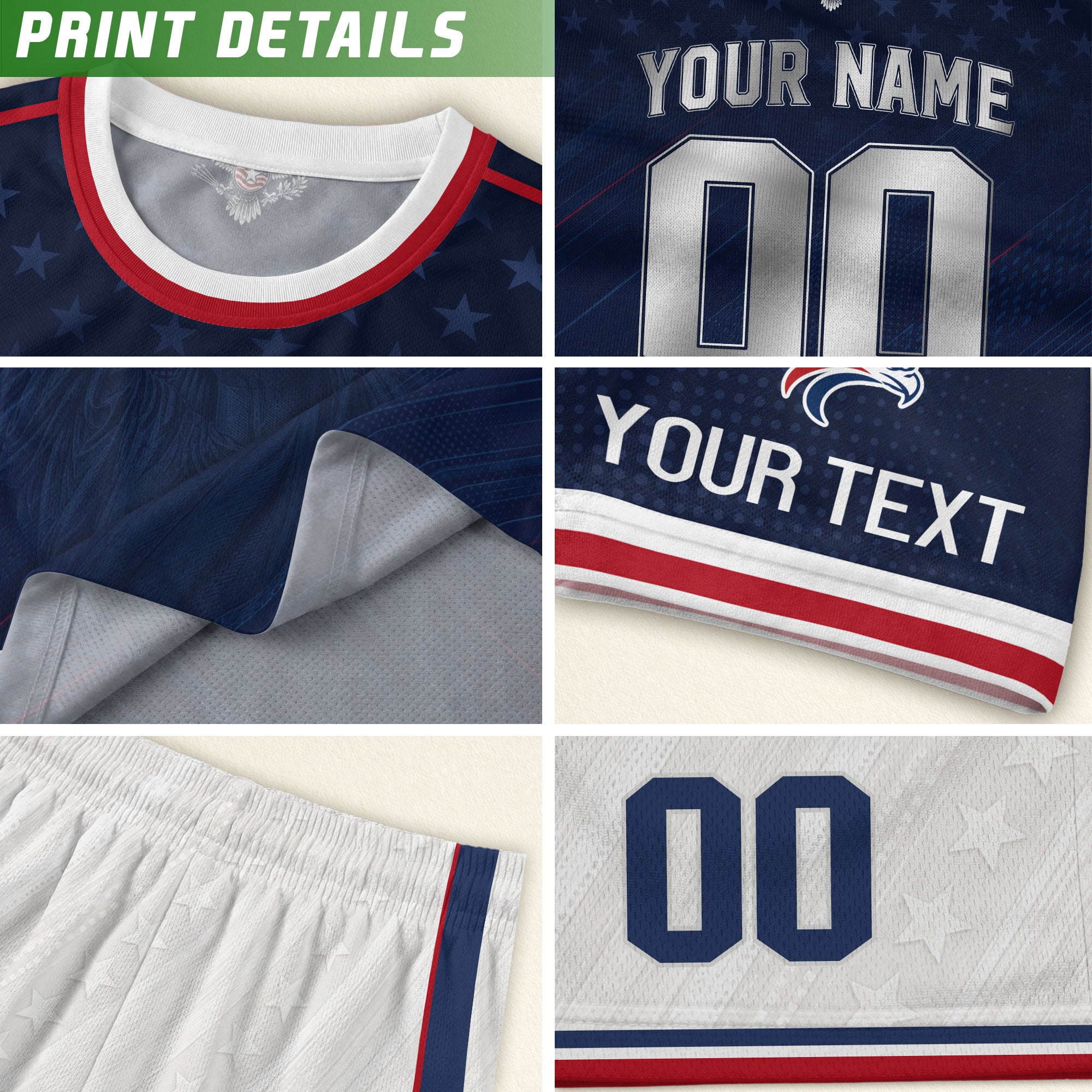 Custom USA Soccer Teamwear Set for Kids Navy and White with Personalized Name Number