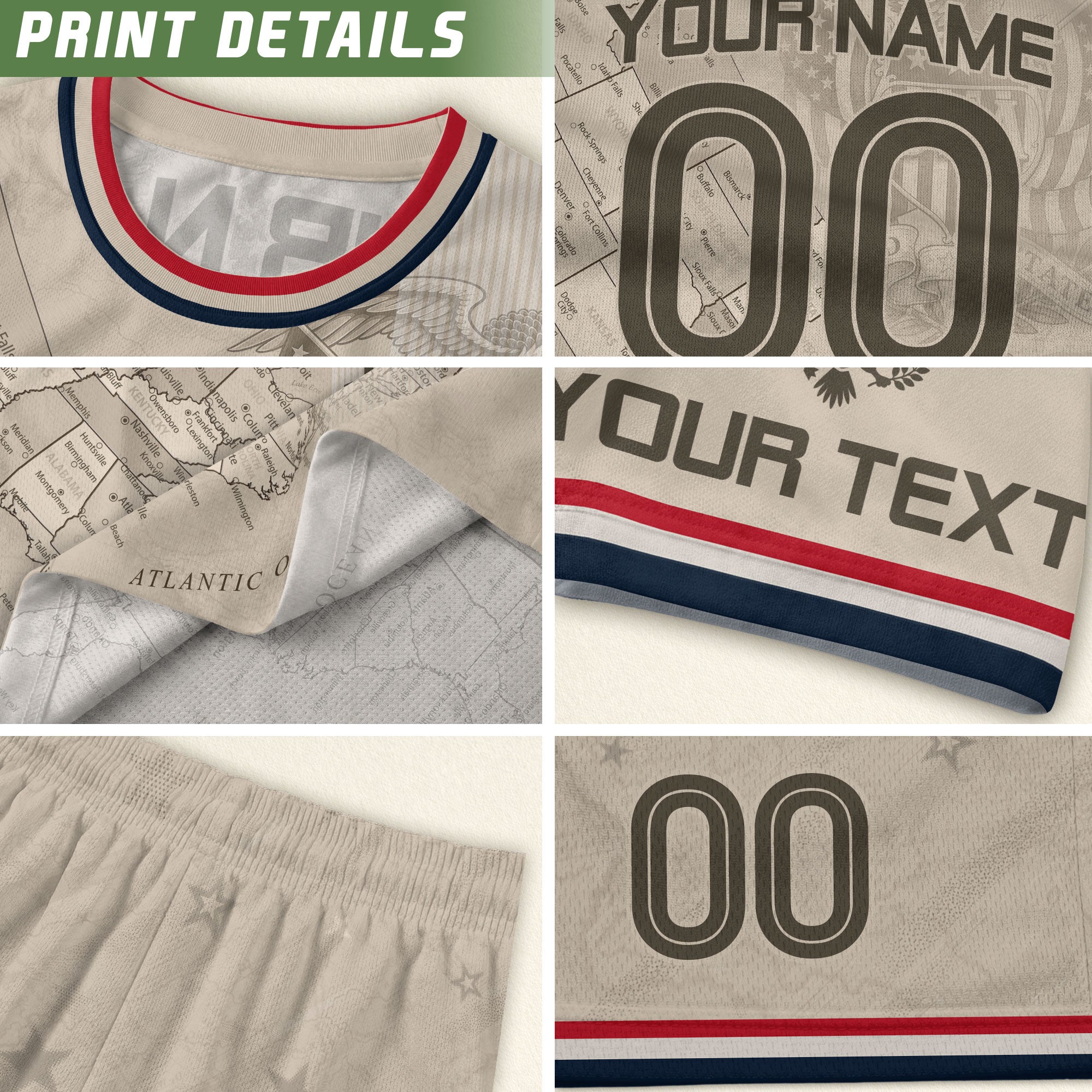 Personalized USA Soccer Jersey Custom Name Number Vintage Map Athletic Training Top