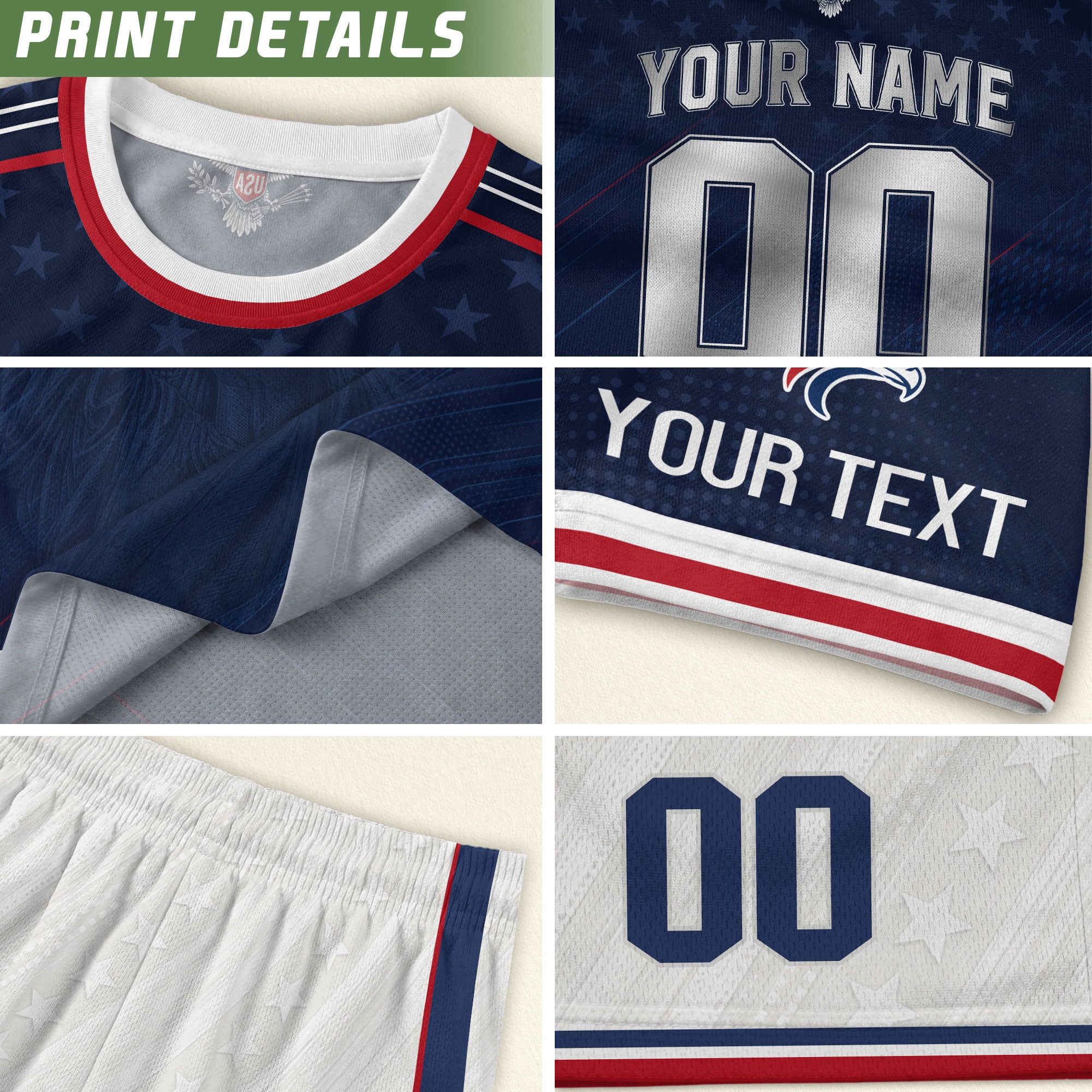 Custom Name Number USA Soccer Jersey Liberty Patriotic Navy Blue Football Team Shirt