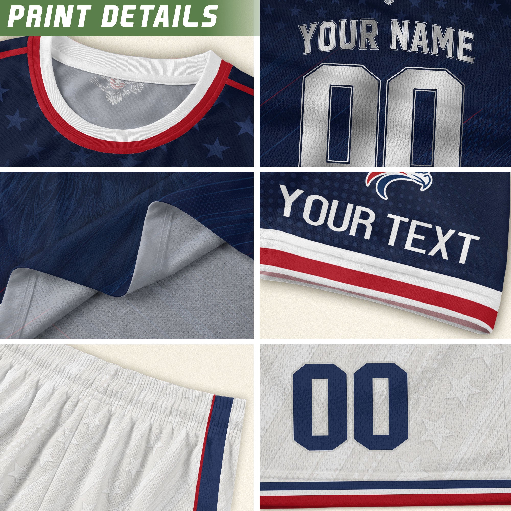 Custom Name Number USA Soccer Jersey Liberty Patriotic Navy Blue Football Team Shirt