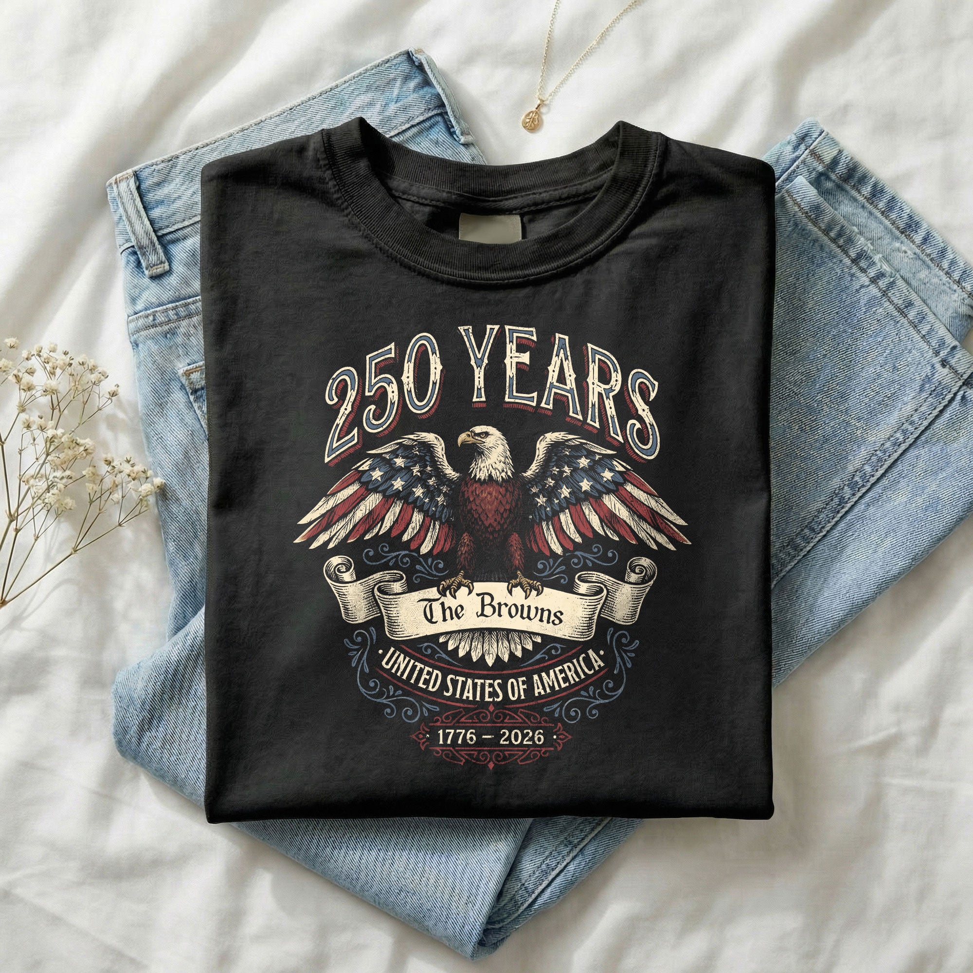Family Name Custom Holiday Shirts Personalized USA 250 Years Freedom Men Women Tee