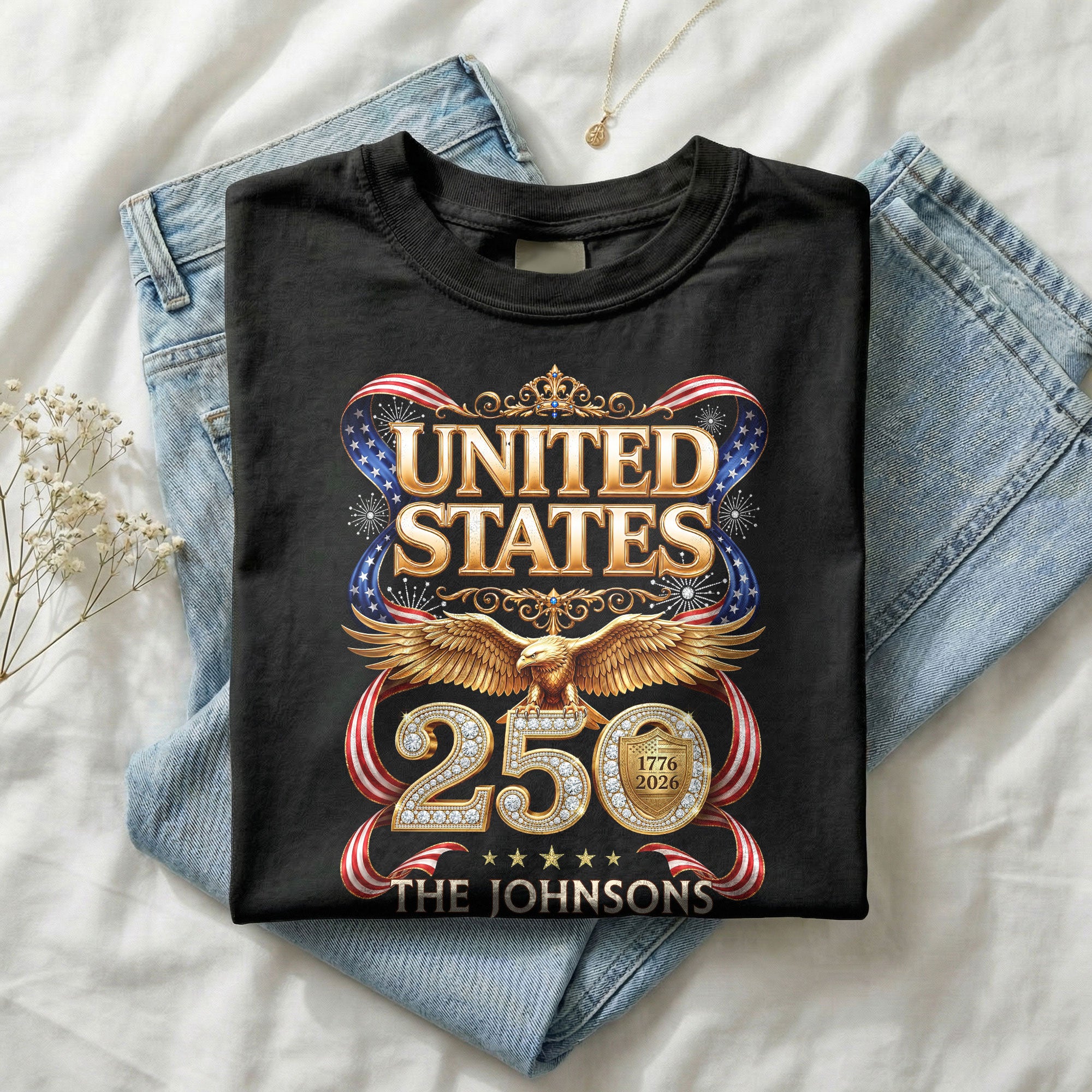 Eagle Crown Holiday Graphic Tee Customized Custom Family Name United States Shirts