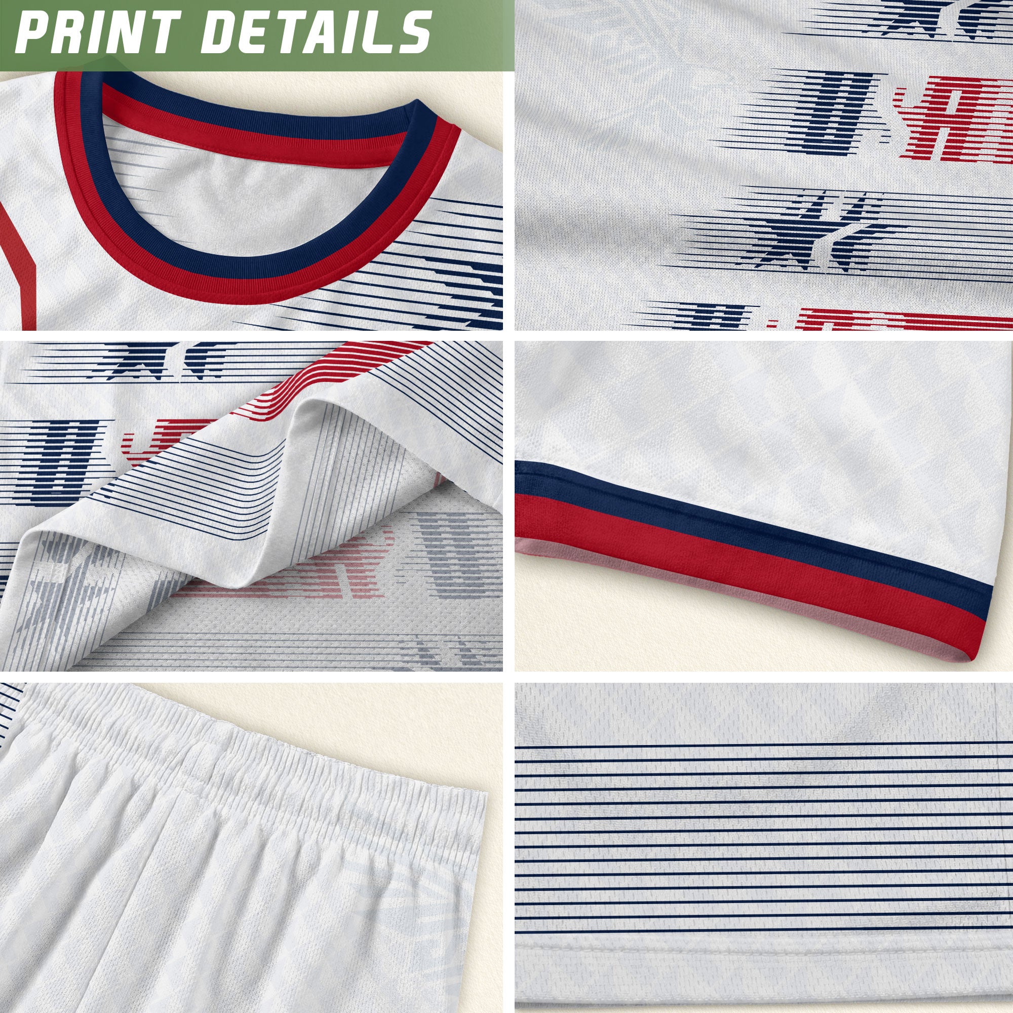 USA Soccer Jersey Men White Navy Red Flag Graphic Football Shirt Retro Fan Wear