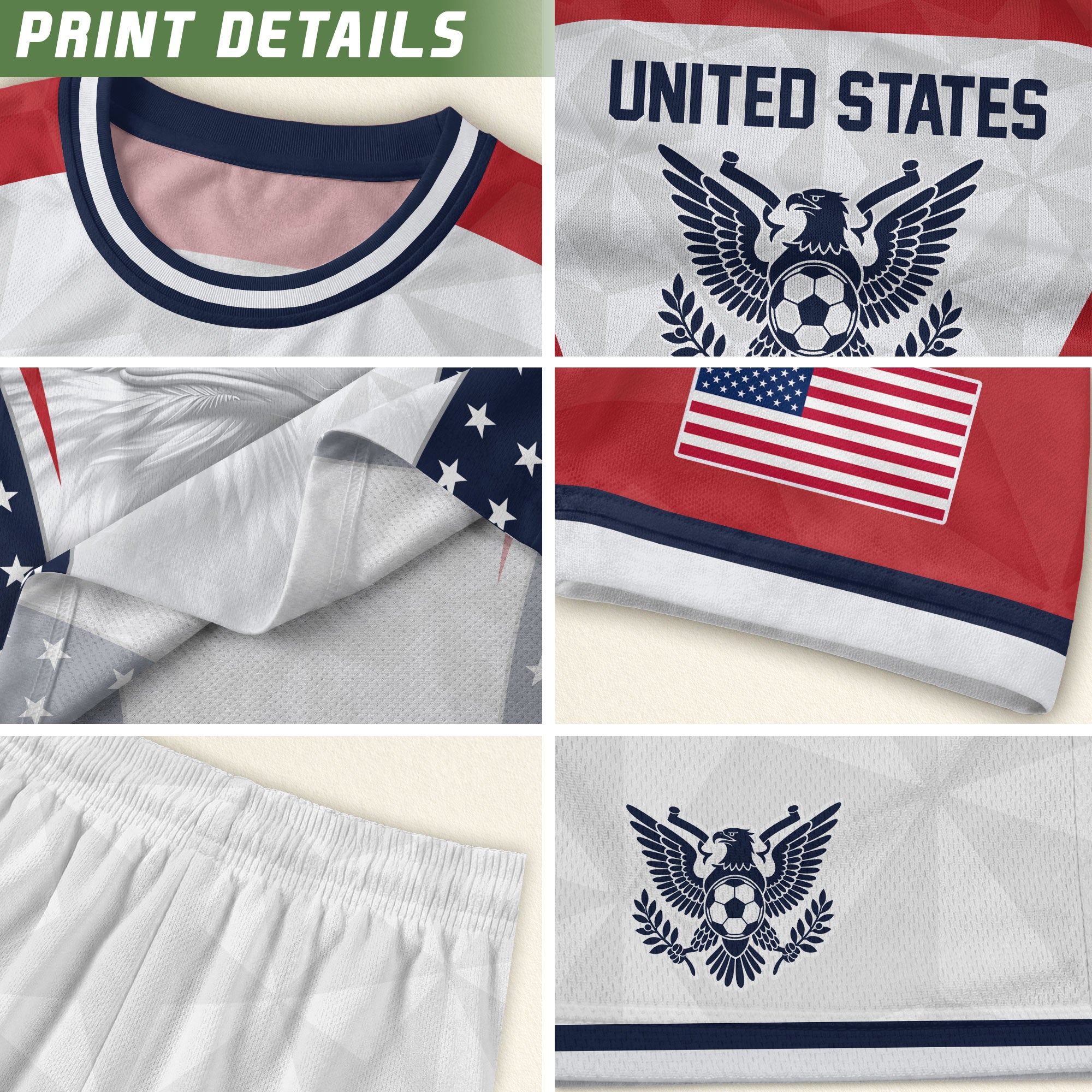 USA Soccer Jersey Adult United States Patriotic Eagle Shirt American Football Tee