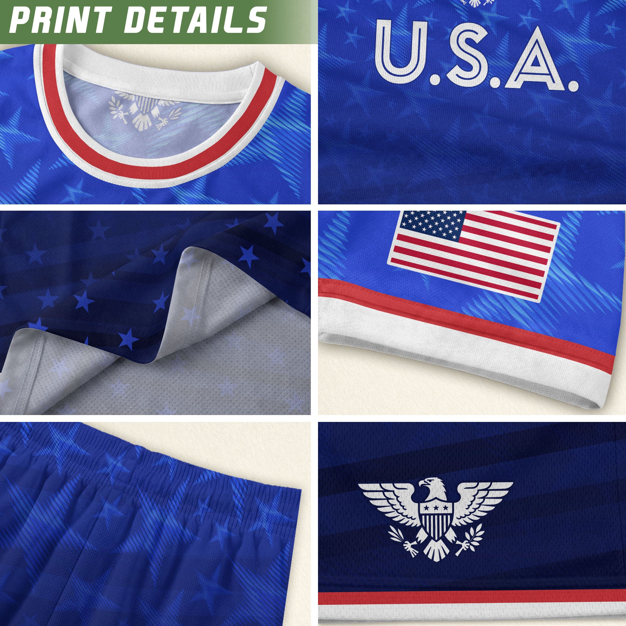 USA Soccer Jersey Adult Blue Patriotic Stars Shirt American Football Team Tee
