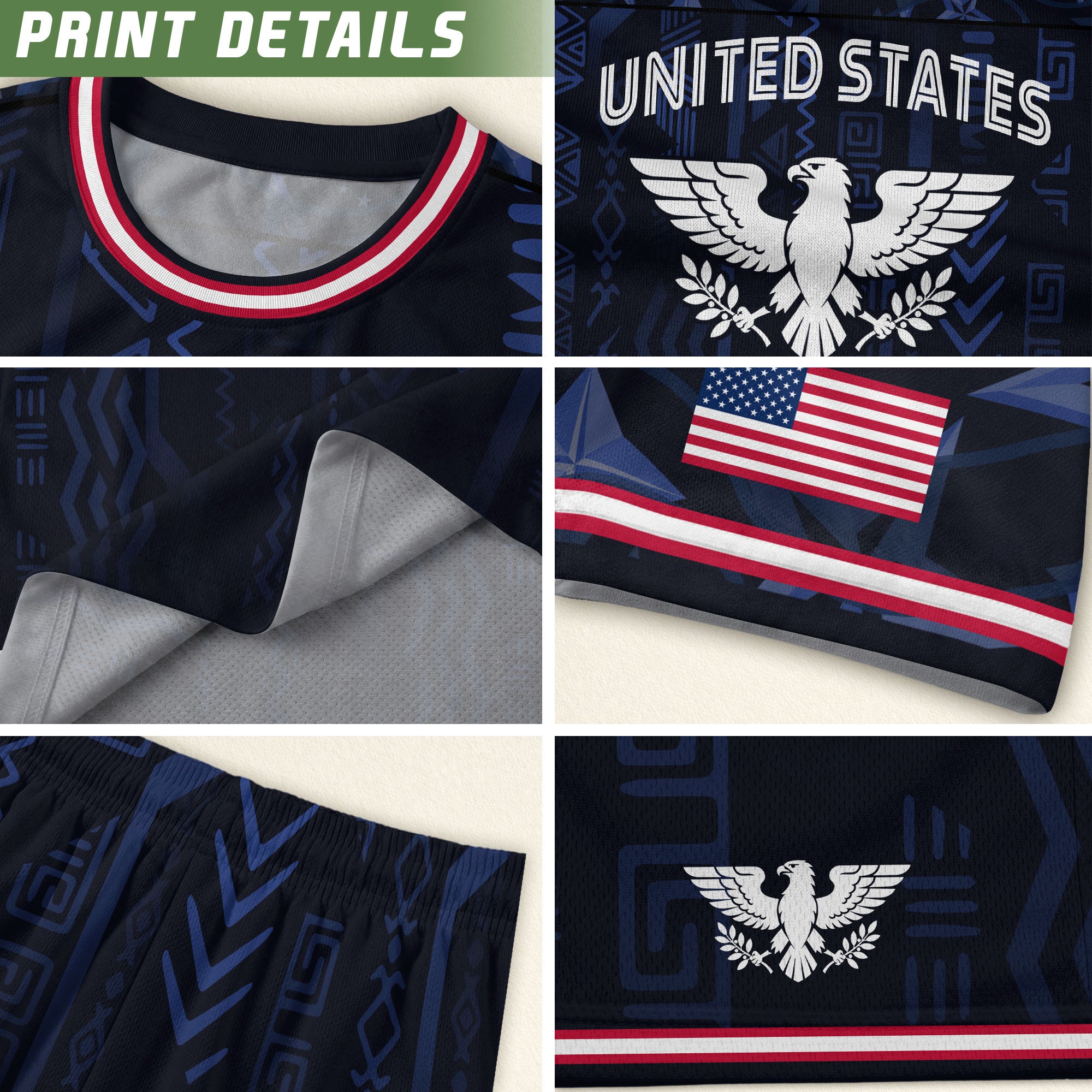 USA Soccer Jersey Adult Eagle Crest Patriotic Football Shirt Navy Blue Fan Edition