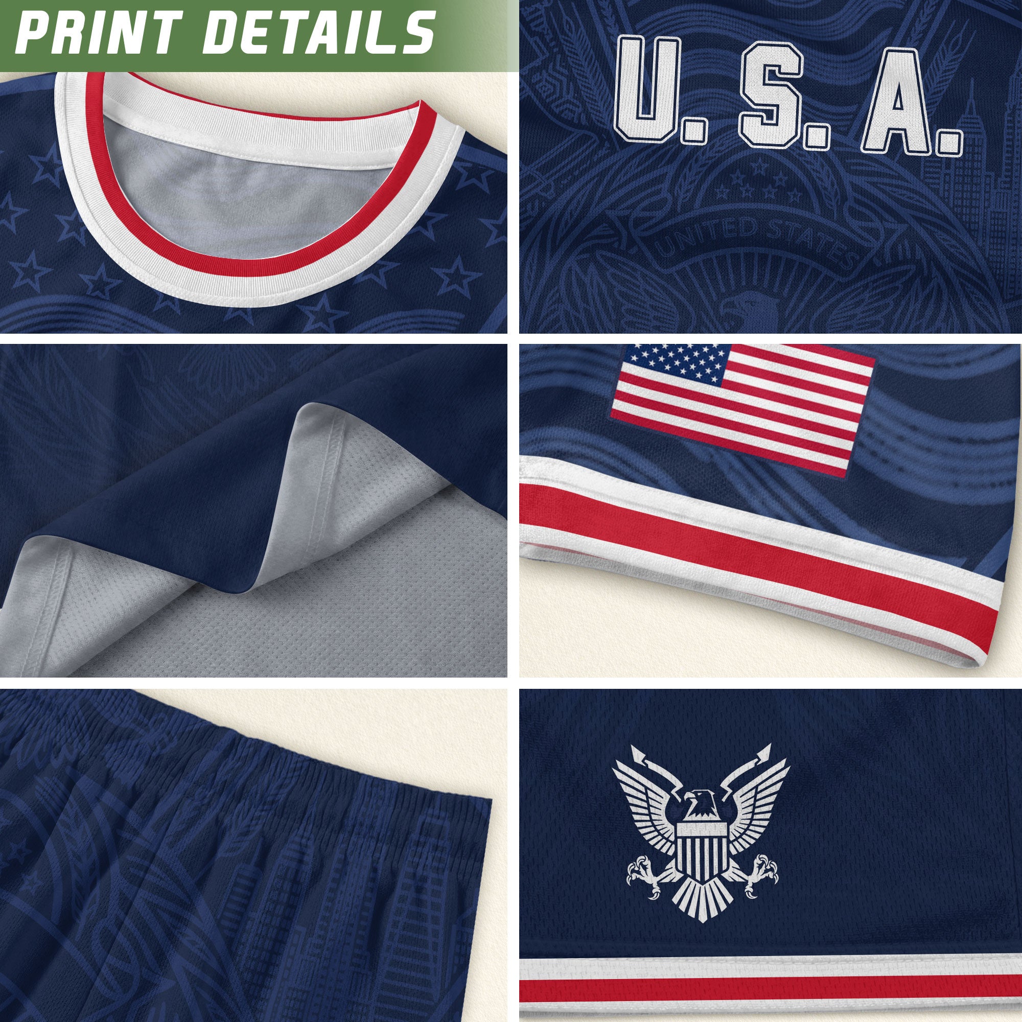 USA Eagle Patriotic Soccer Jersey Adult Navy Blue American Flag Independence Shirt