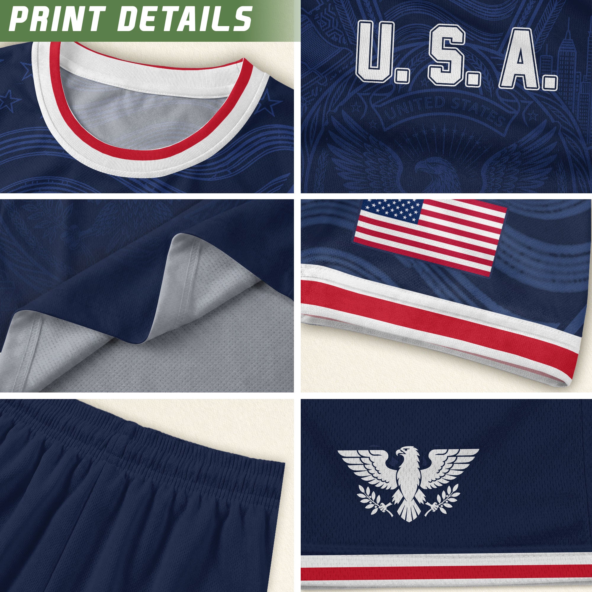 USA Eagle Patriotic Soccer Jersey Adult Navy Blue American Flag Independence Shirt