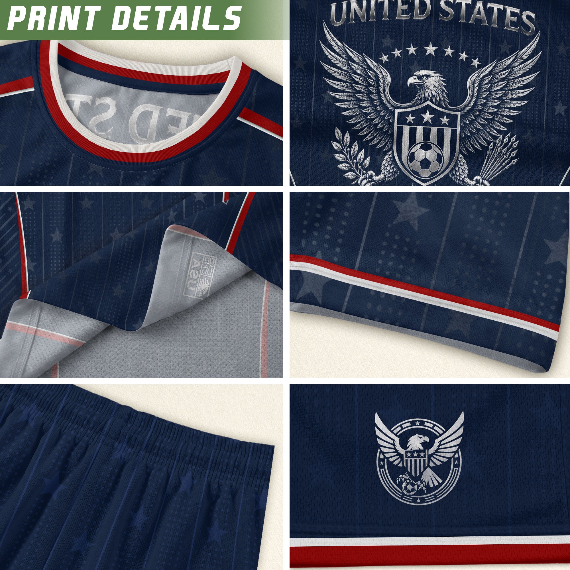 USA Soccer Jersey Adult Navy Blue Patriotic Pinstripe Shirt United States Team Tee