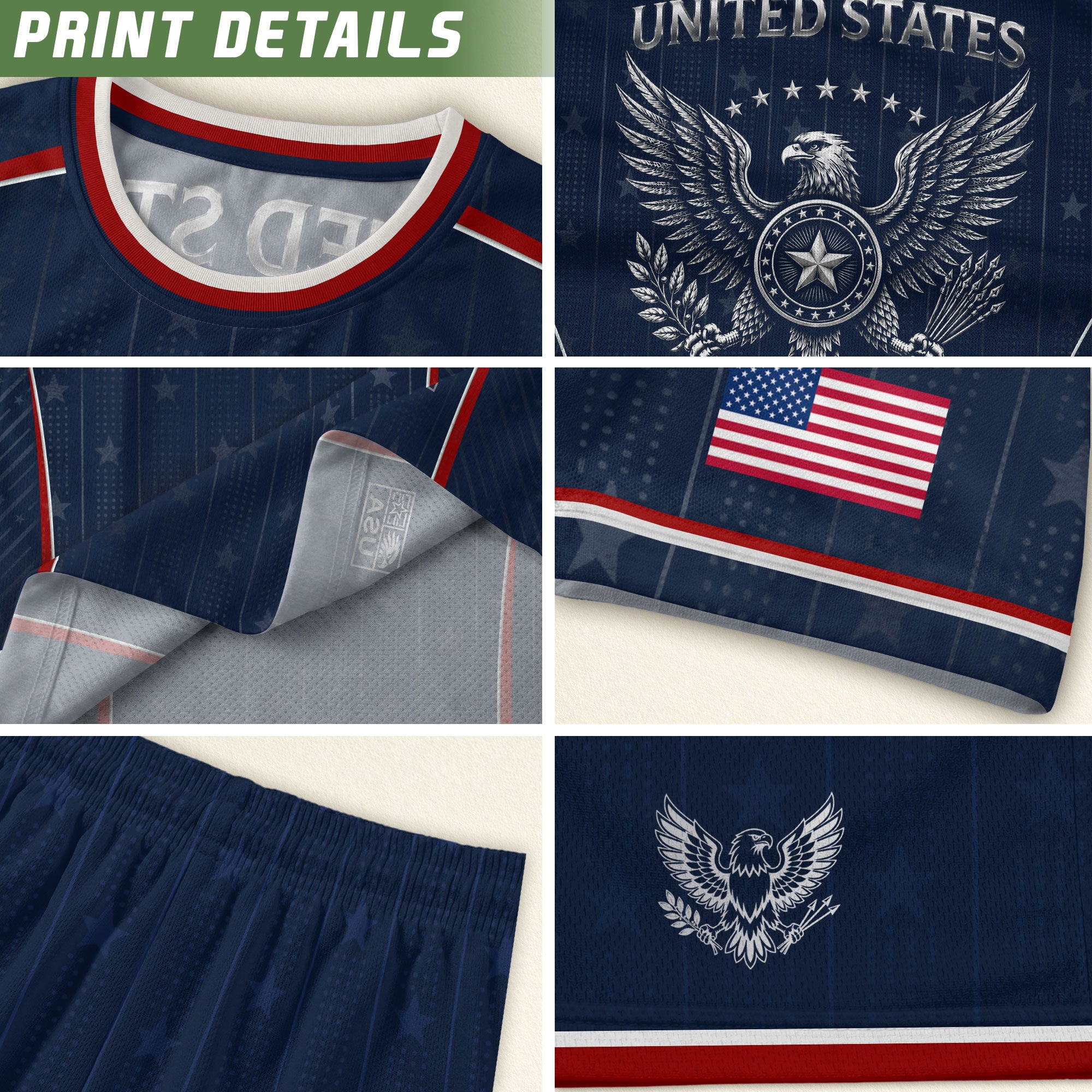 USA Soccer Jersey Adult Navy Blue Patriotic Pinstripe Shirt United States Team Tee