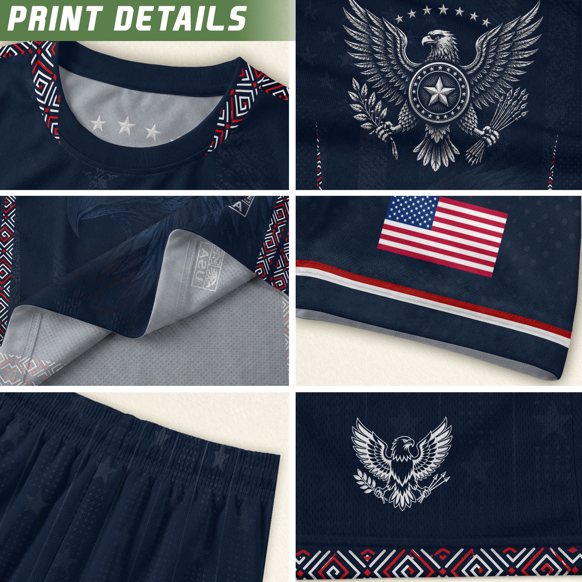USA Soccer Jersey Adult Navy Patriotic Large Eagle Head Graphic United States Fan Tee