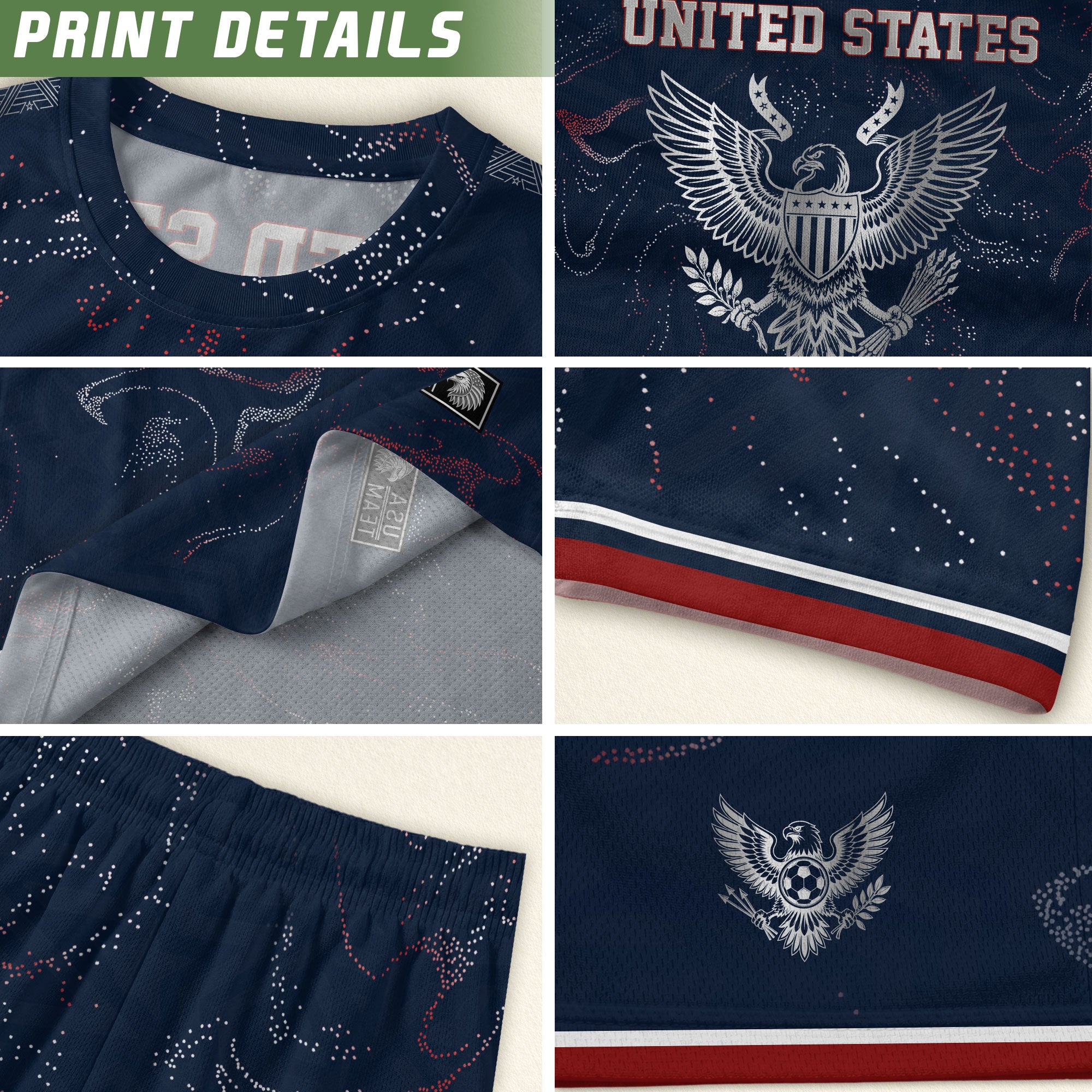 USA Soccer Jersey Adult Navy Patriotic Marble Swirl Graphic United States Football Tee