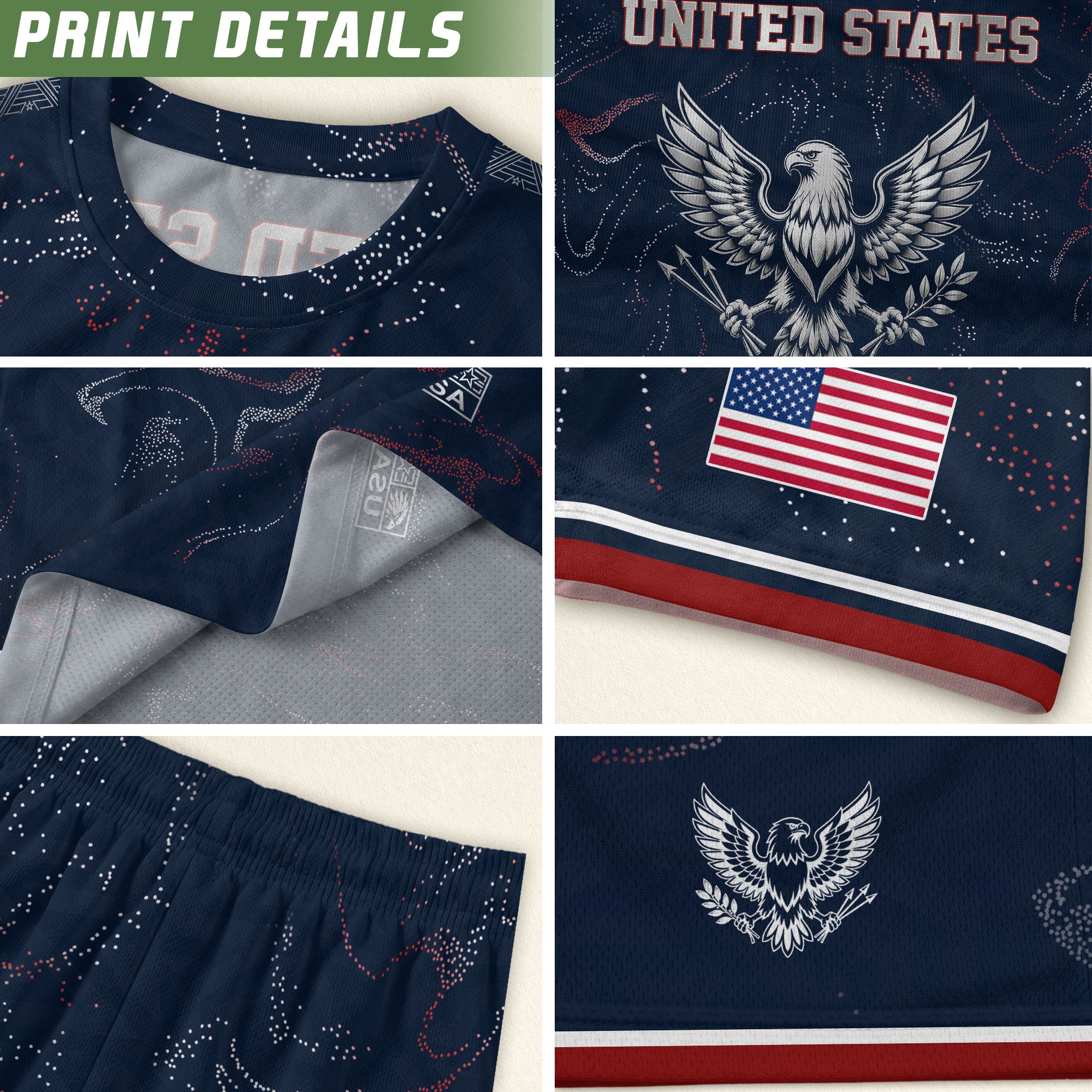 USA Soccer Jersey Adult Navy Patriotic Marble Swirl Graphic United States Football Tee