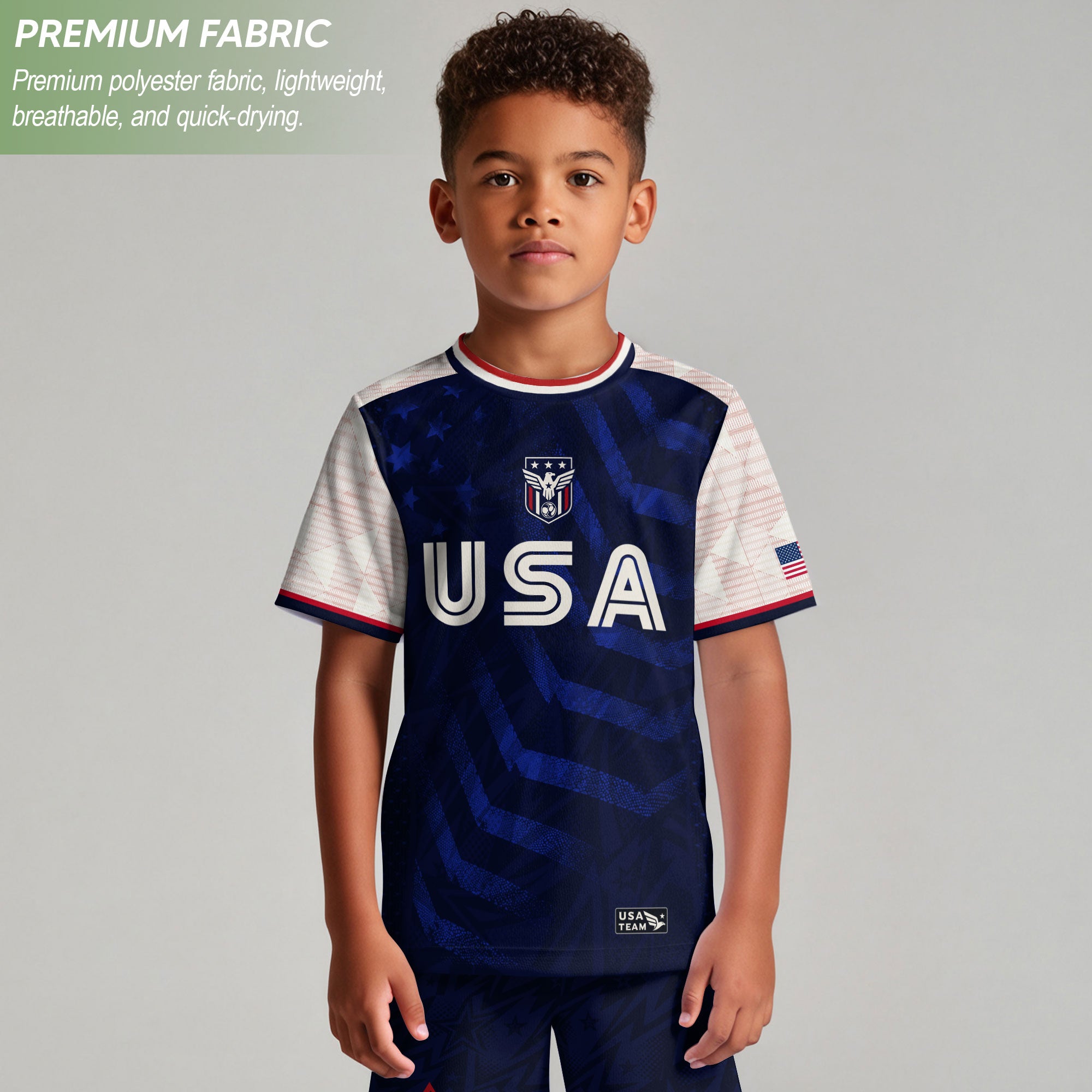 Kids USA Soccer Jersey Youth Children Patriotic Subtle Star Pattern United States Tee
