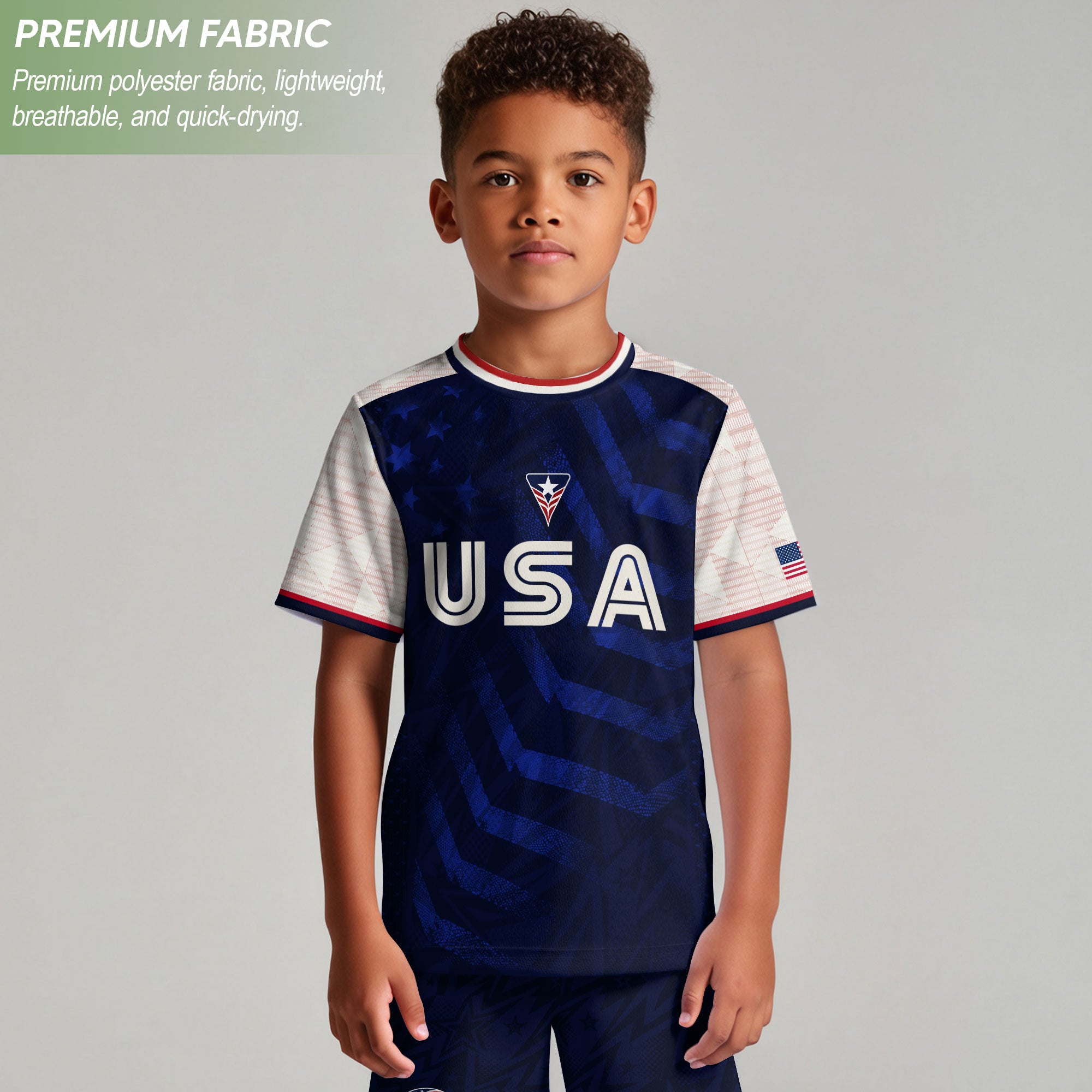 Kids USA Soccer Jersey Youth Children Patriotic Subtle Star Pattern United States Tee