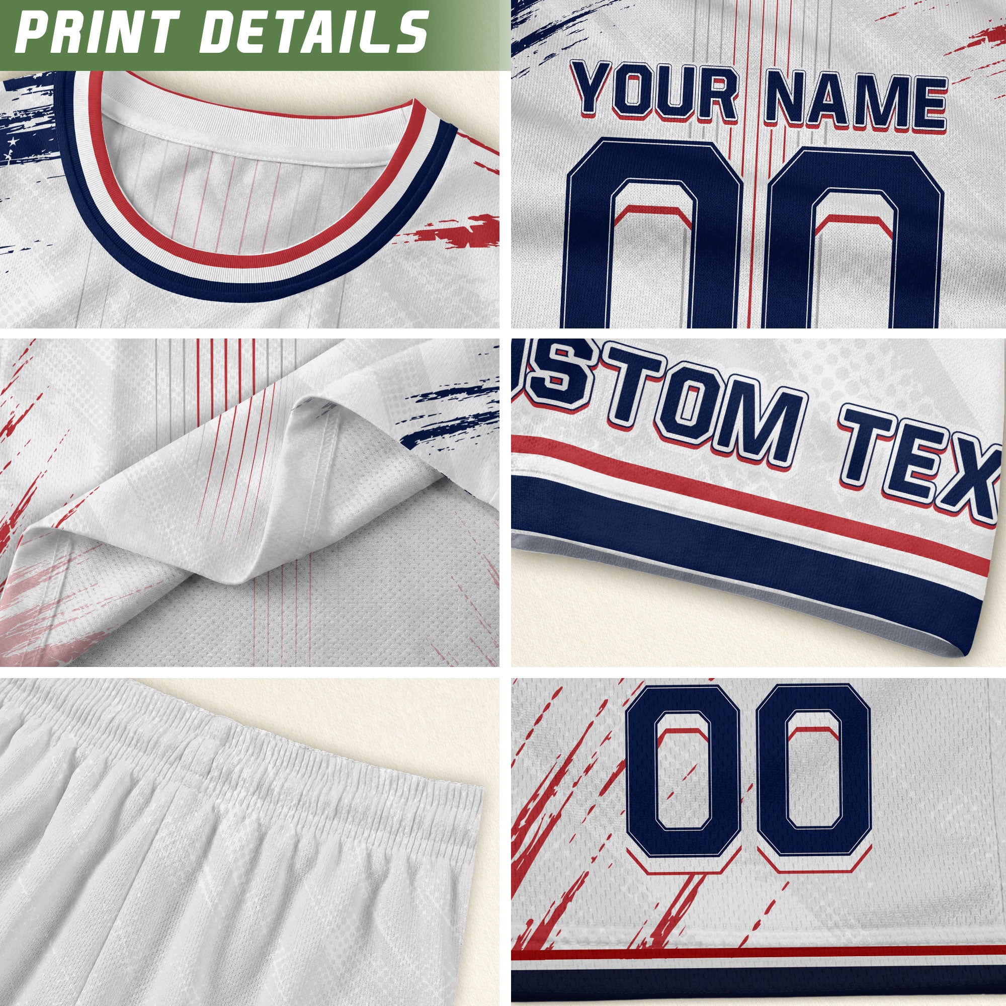 Custom USA Soccer Jersey Men White Brush Stroke Name Number Football Shirt