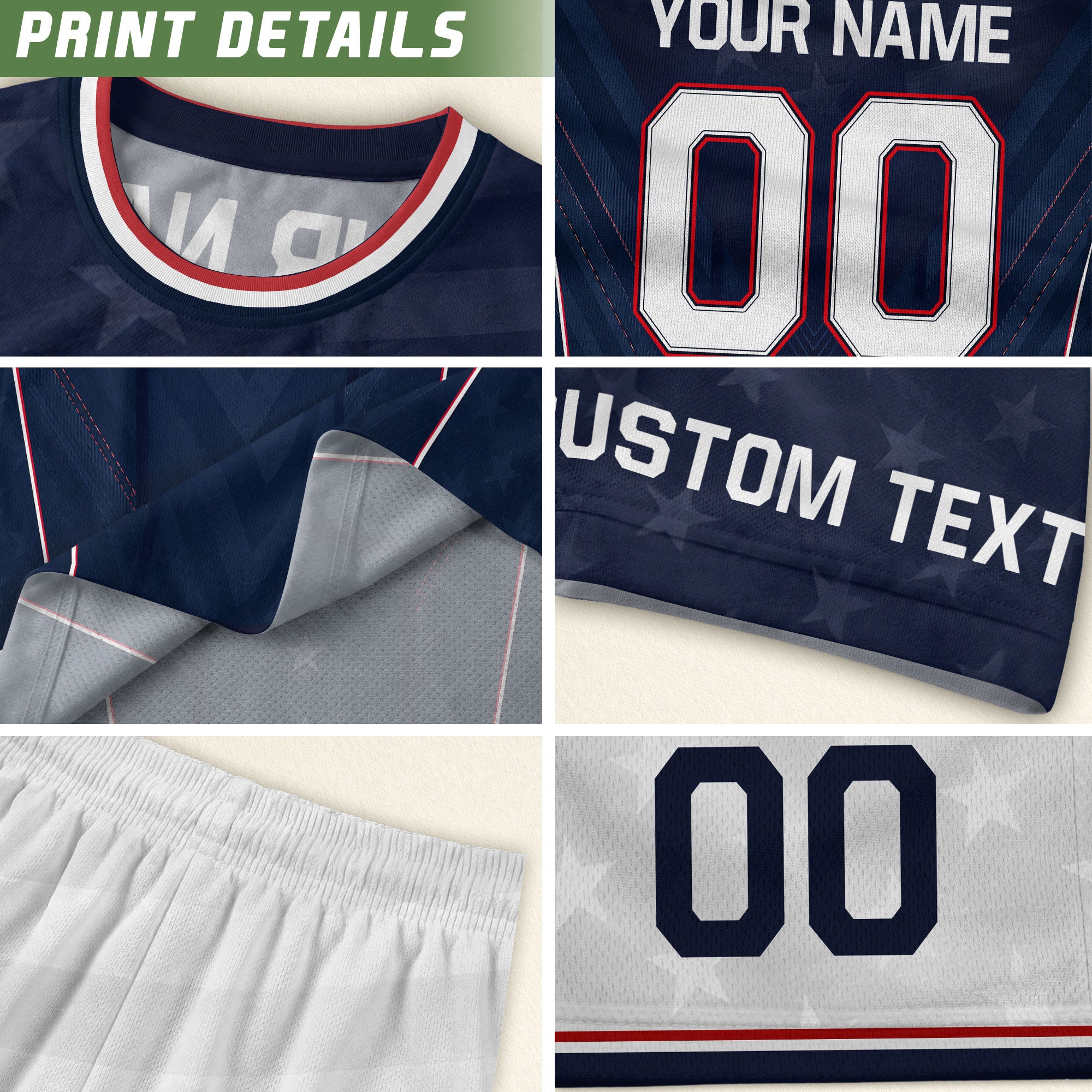 USA Soccer Jersey Men Navy Blue Athletic Name Number Football Shirt