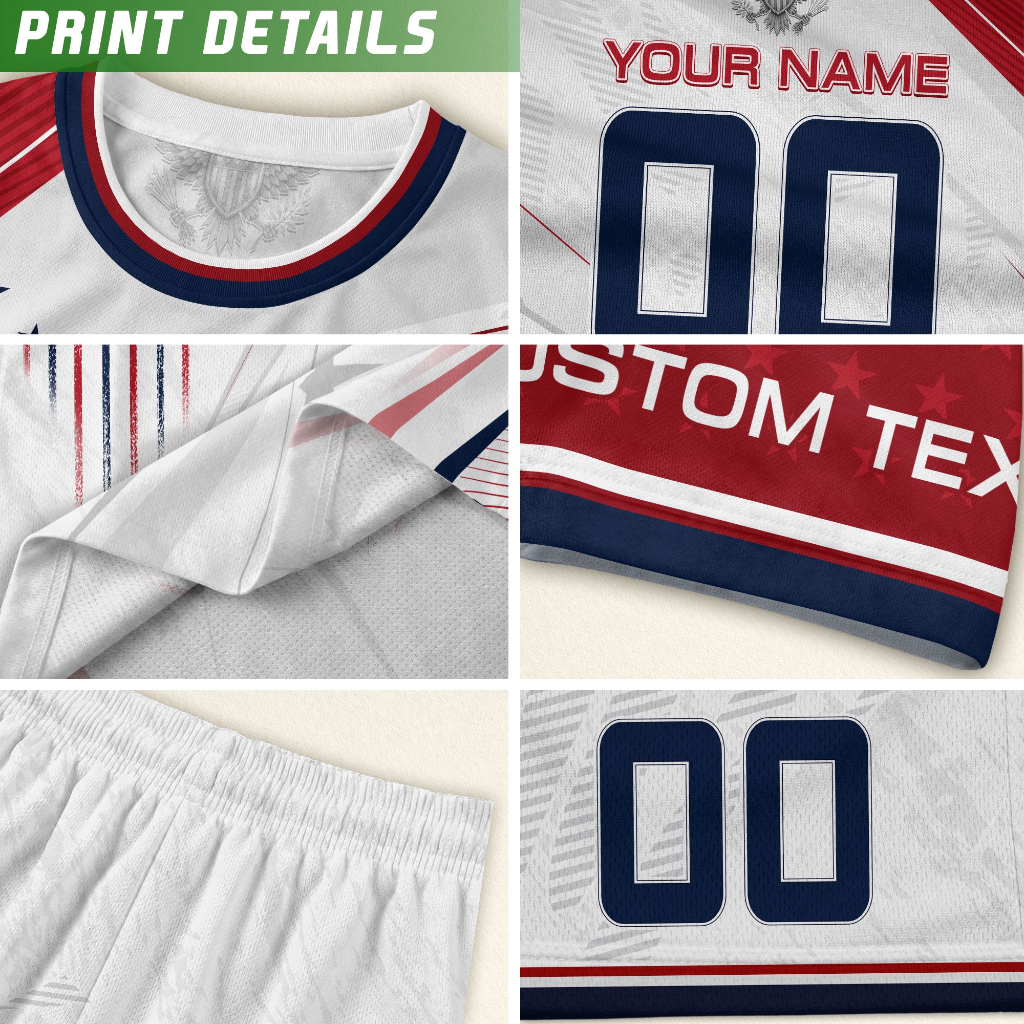 Custom Kids USA Soccer Jersey White Youth Patriotic Personalized Football Team Shirt
