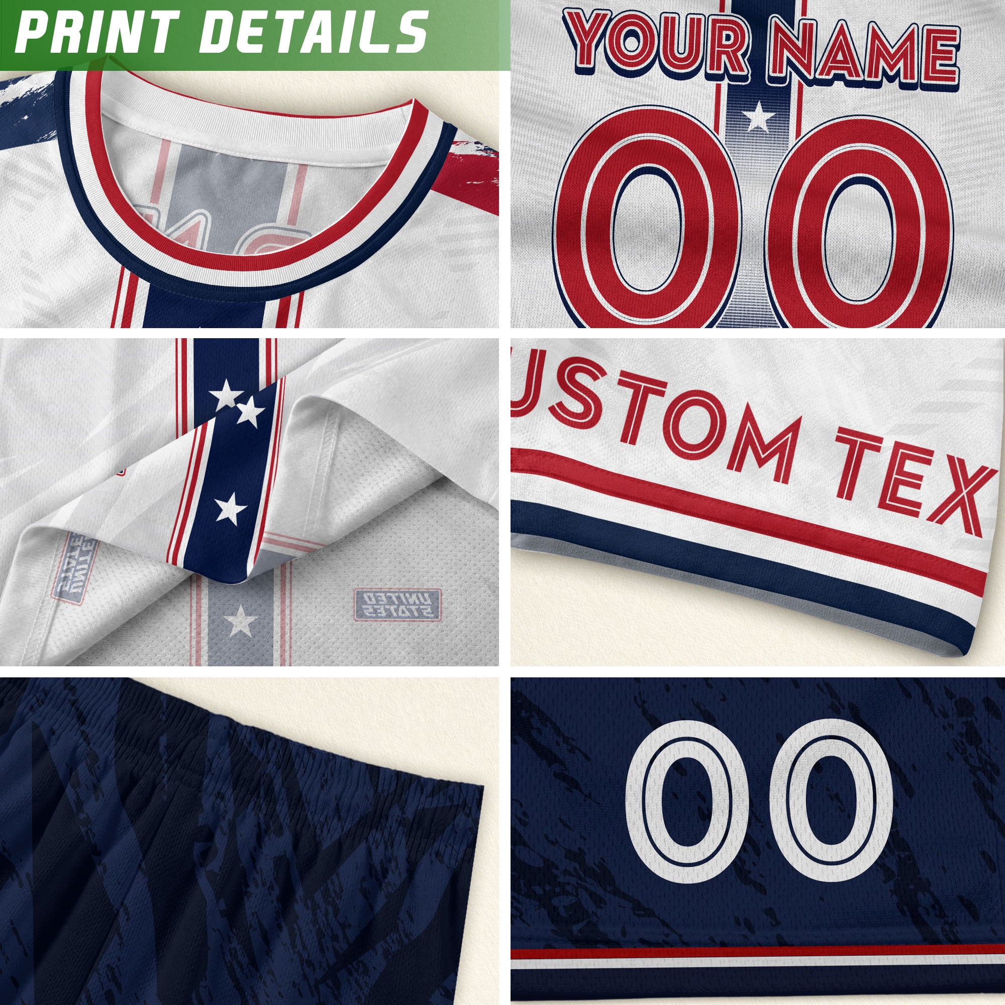 Custom Kids USA Soccer Jersey White Youth Star Stripe Personalized Football Team Shirt