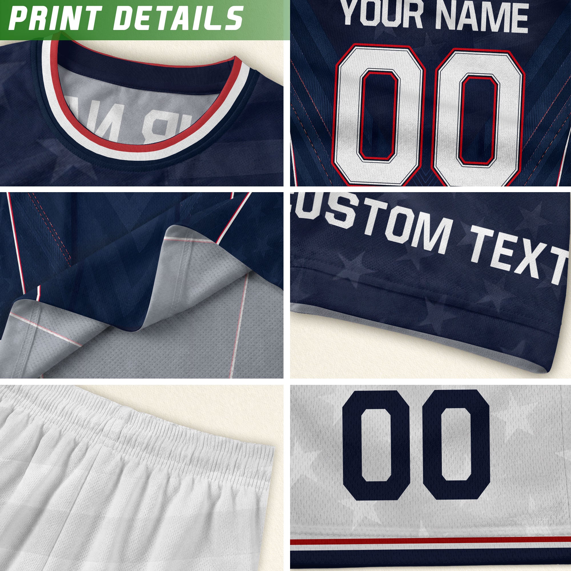 Custom Kids USA Soccer Jersey Blue Youth Patriotic Personalized Football Team Shirt