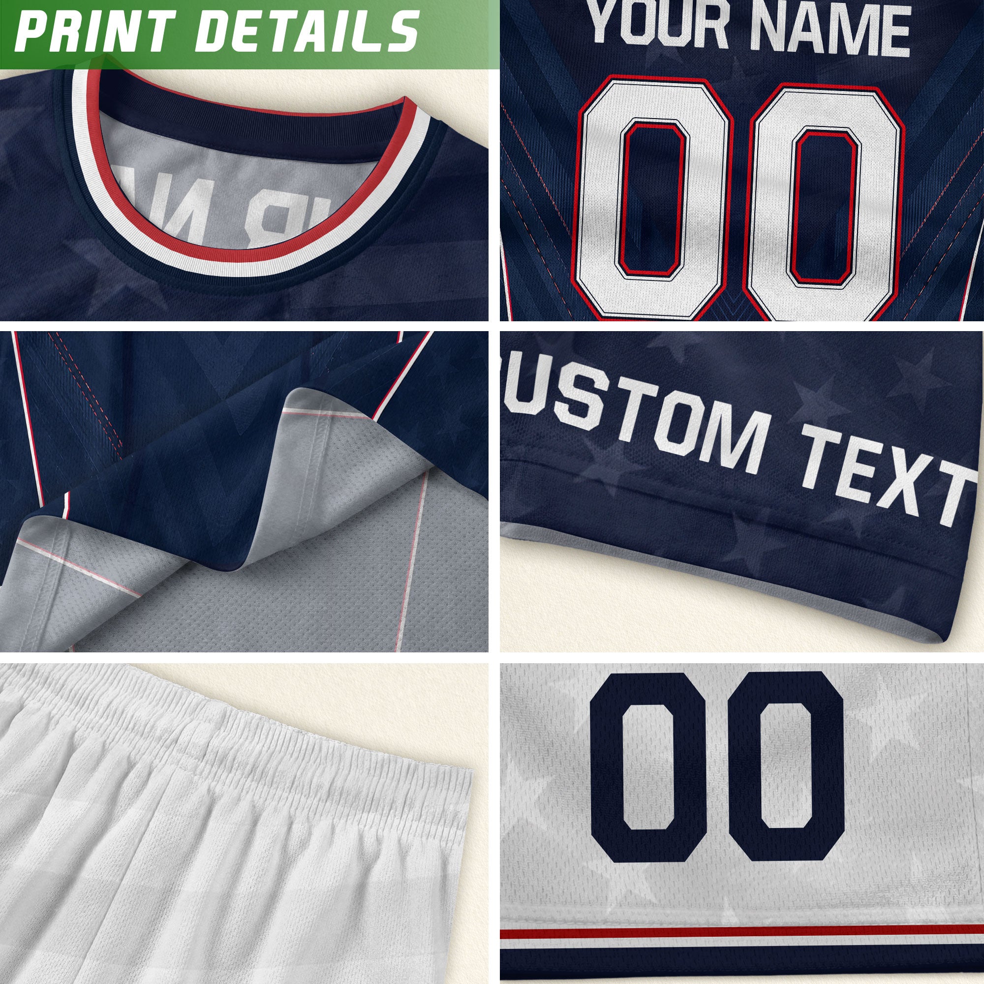 Custom Kids USA Soccer Jersey Blue Youth Patriotic Personalized Football Team Shirt