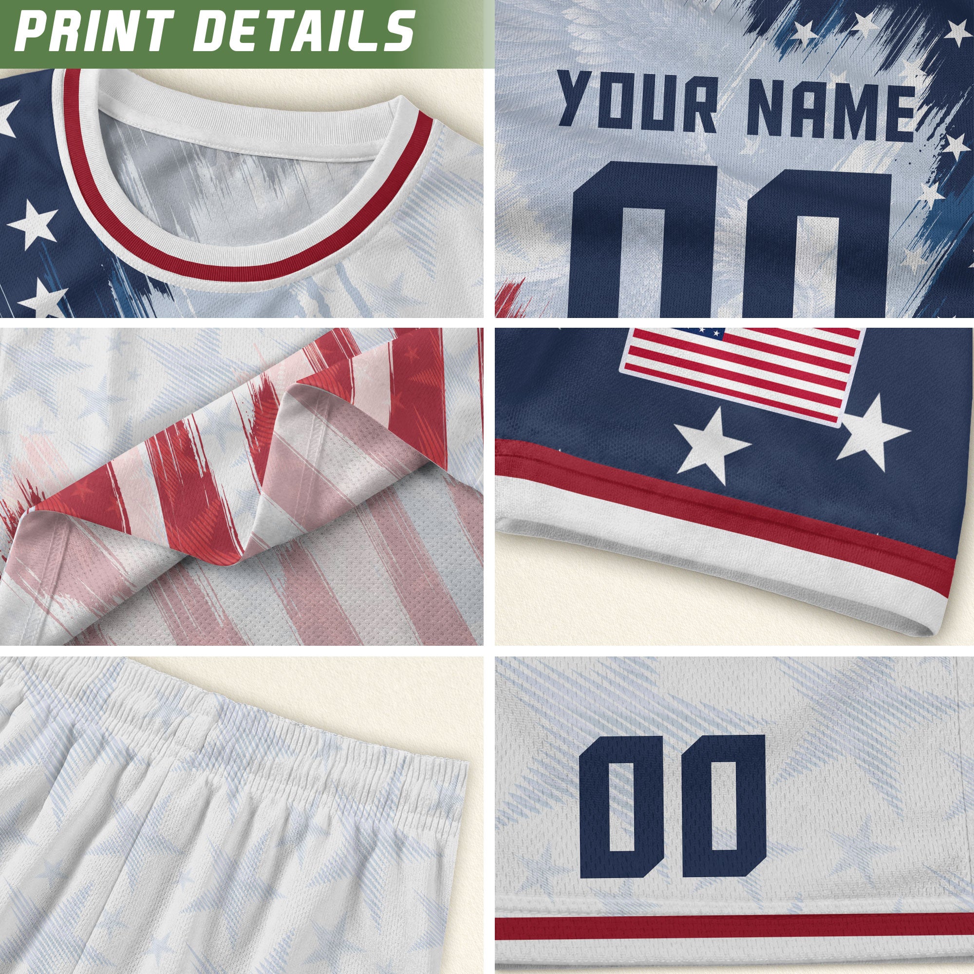 USA Soccer Jersey White Custom American Football Shirt Graphic Patriotic Tee Men