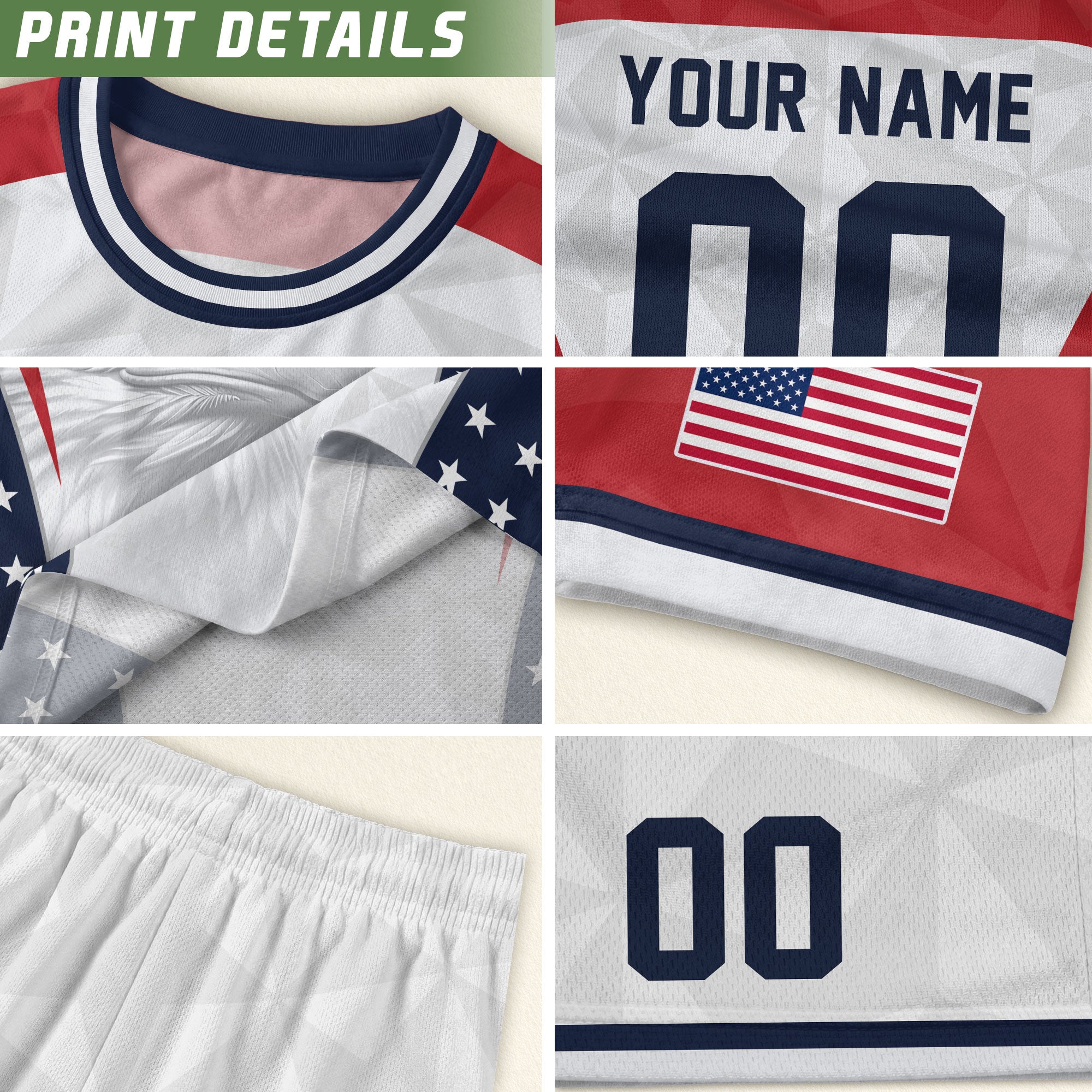 USA Soccer Jersey White Personalized American Football Shirt Eagle Pattern Team Men