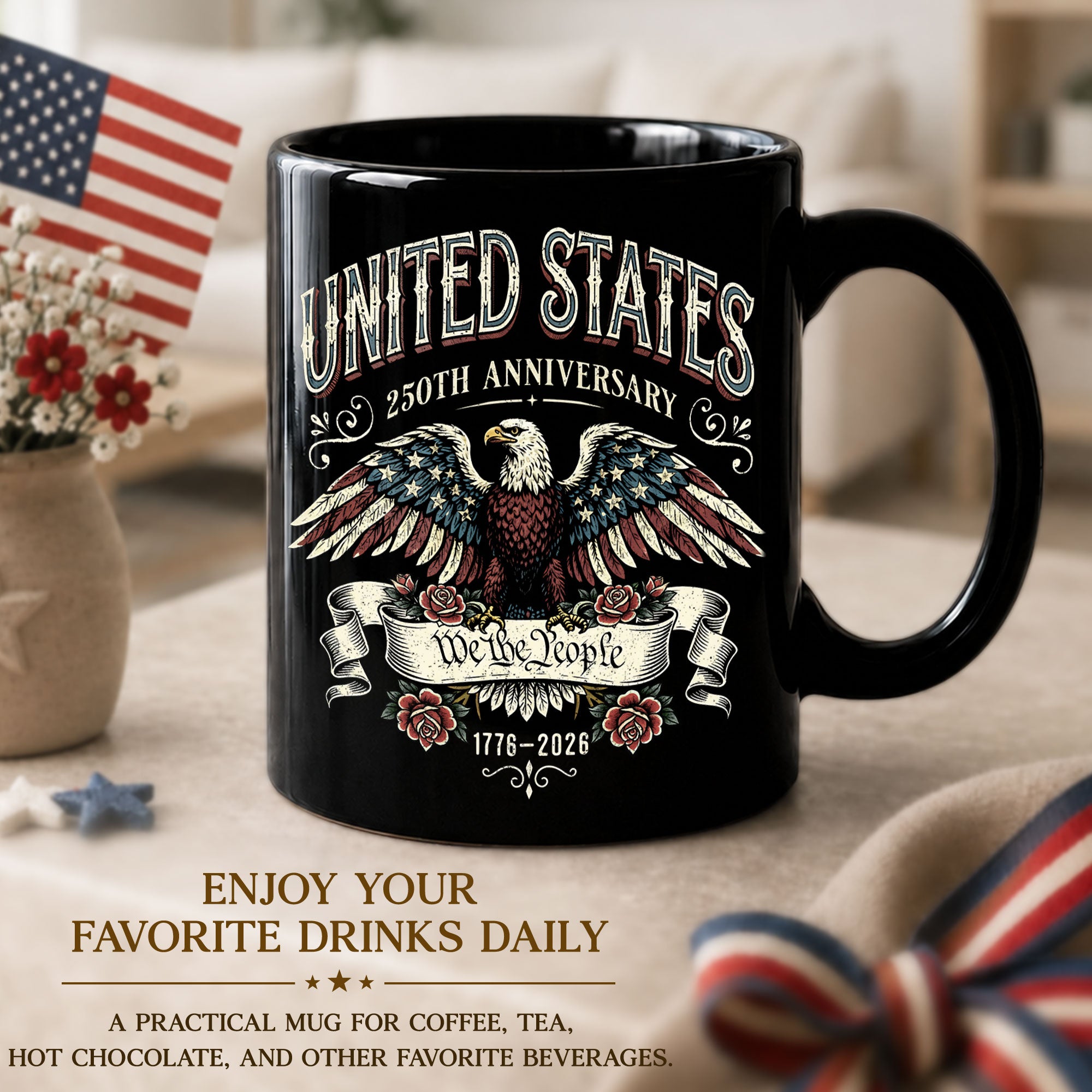 United States 250th Anniversary Mug - We The People 1776 2026 Patriotic Eagle Cup